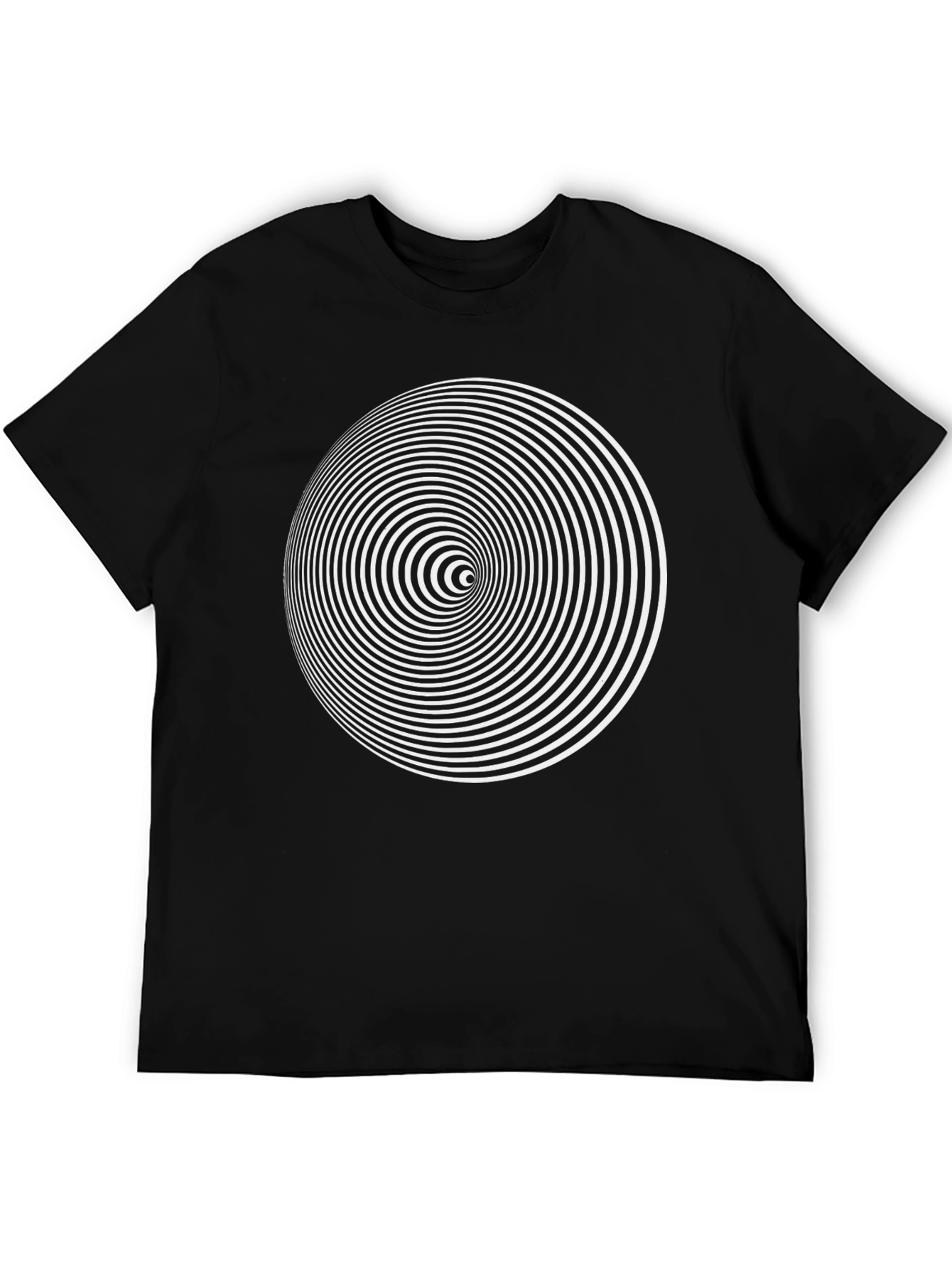 Hypnotic Spiral Graphic Print Black T-Shirt