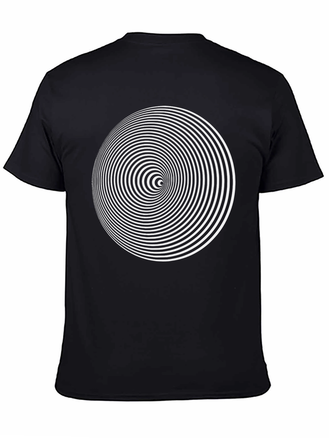 Hypnotic Spiral Graphic Print Black T-Shirt