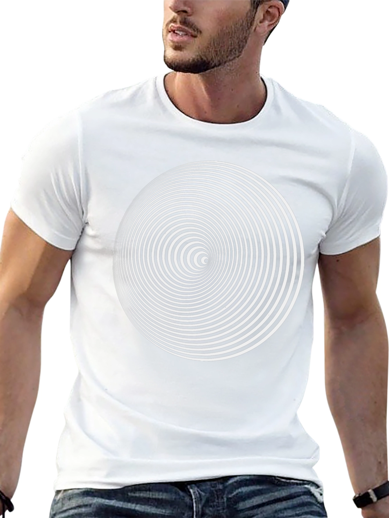 Hypnotic Spiral Graphic Print Black T-Shirt