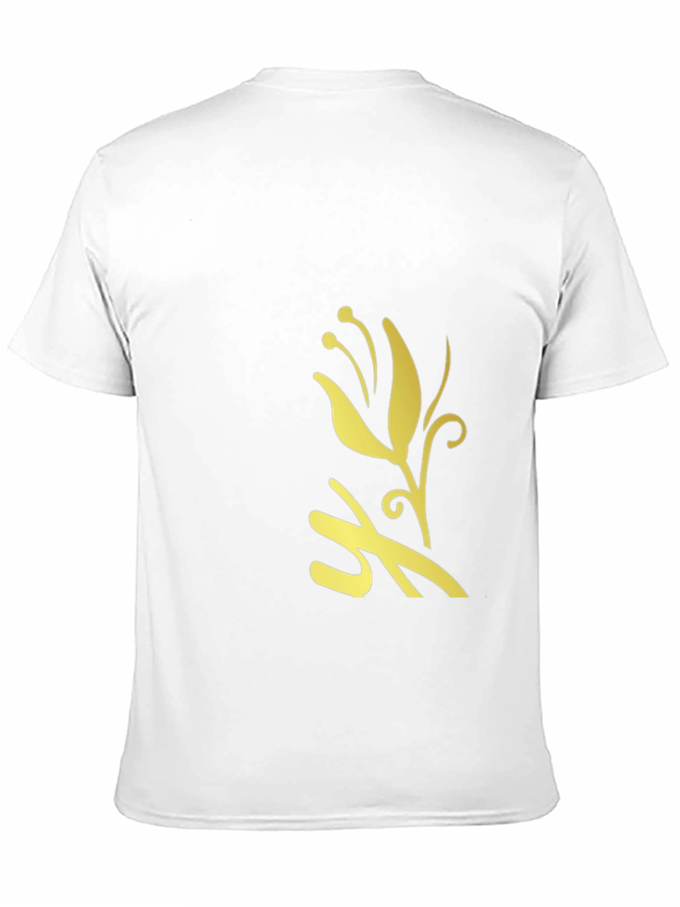 Black T-Shirt with Golden Flower Design