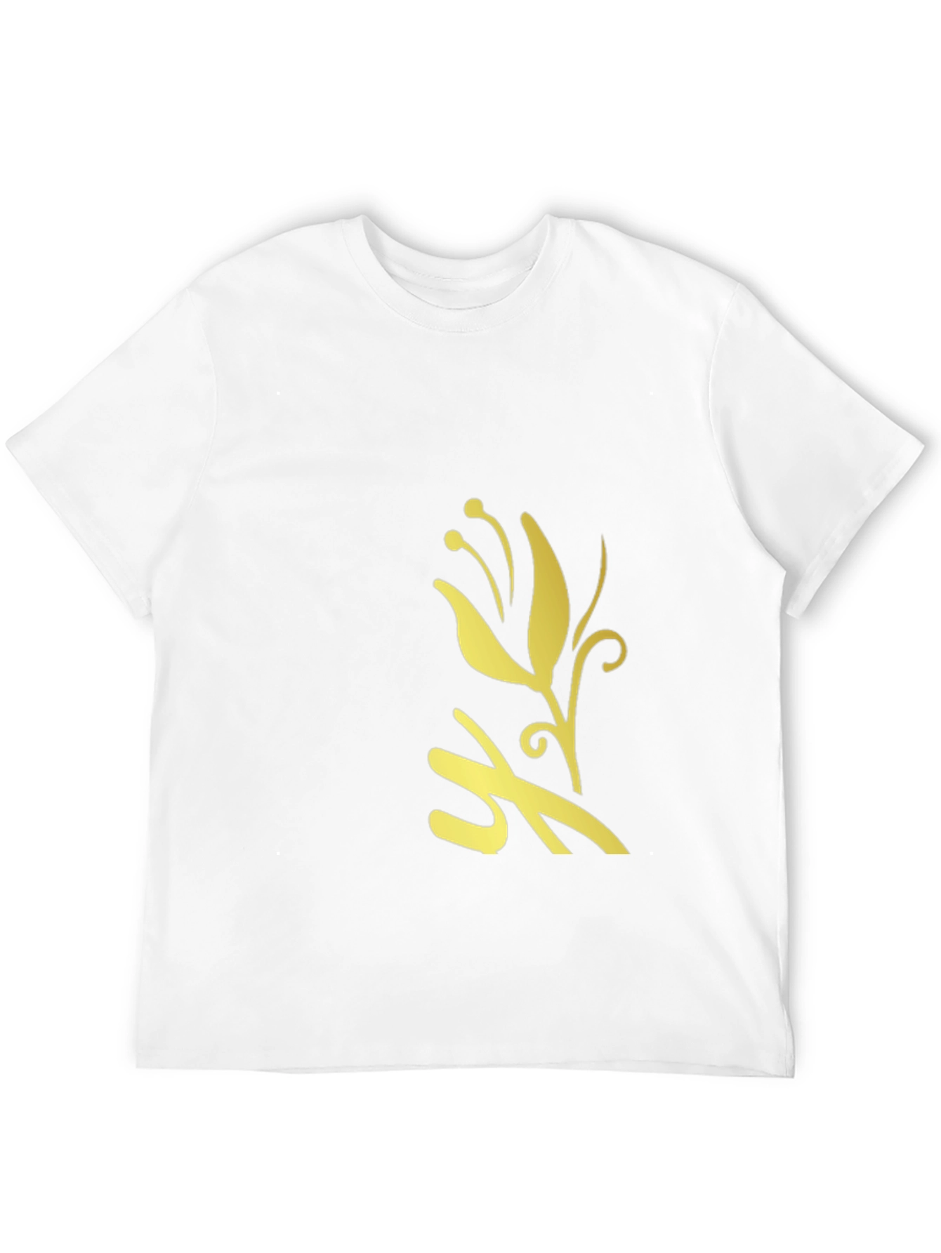 Black T-Shirt with Golden Flower Design