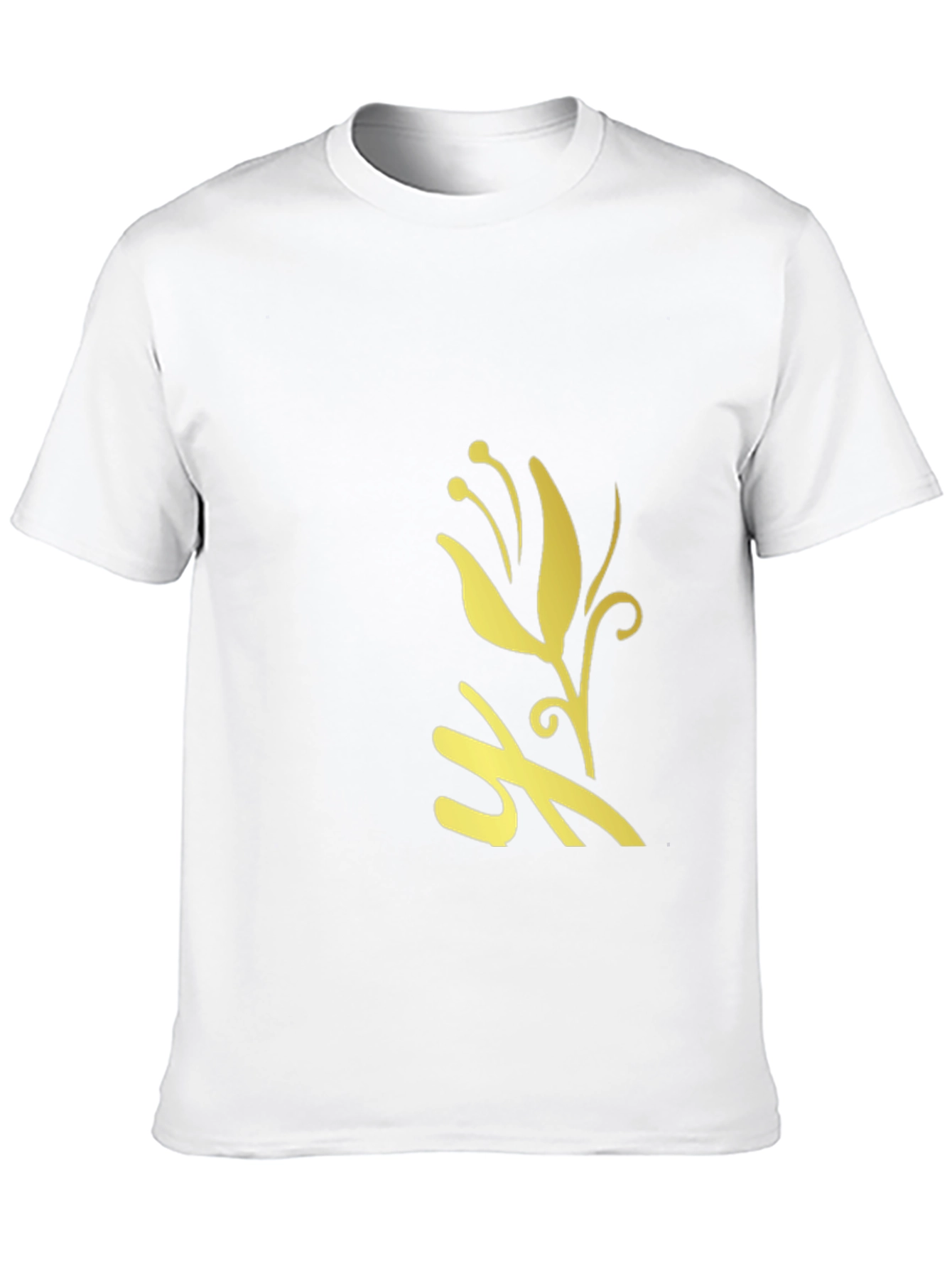 Black T-Shirt with Golden Flower Design