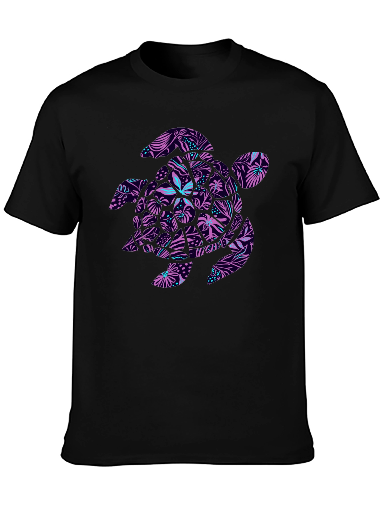 Tropical Turtle Black T-Shirt