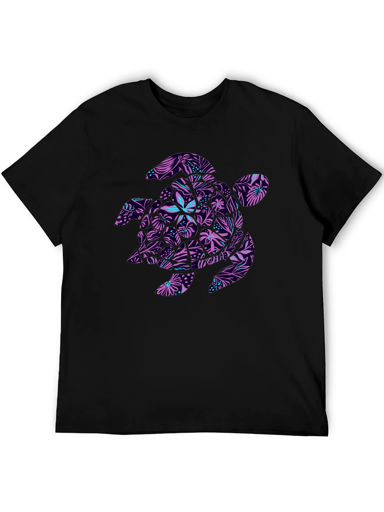 Tropical Turtle Black T-Shirt