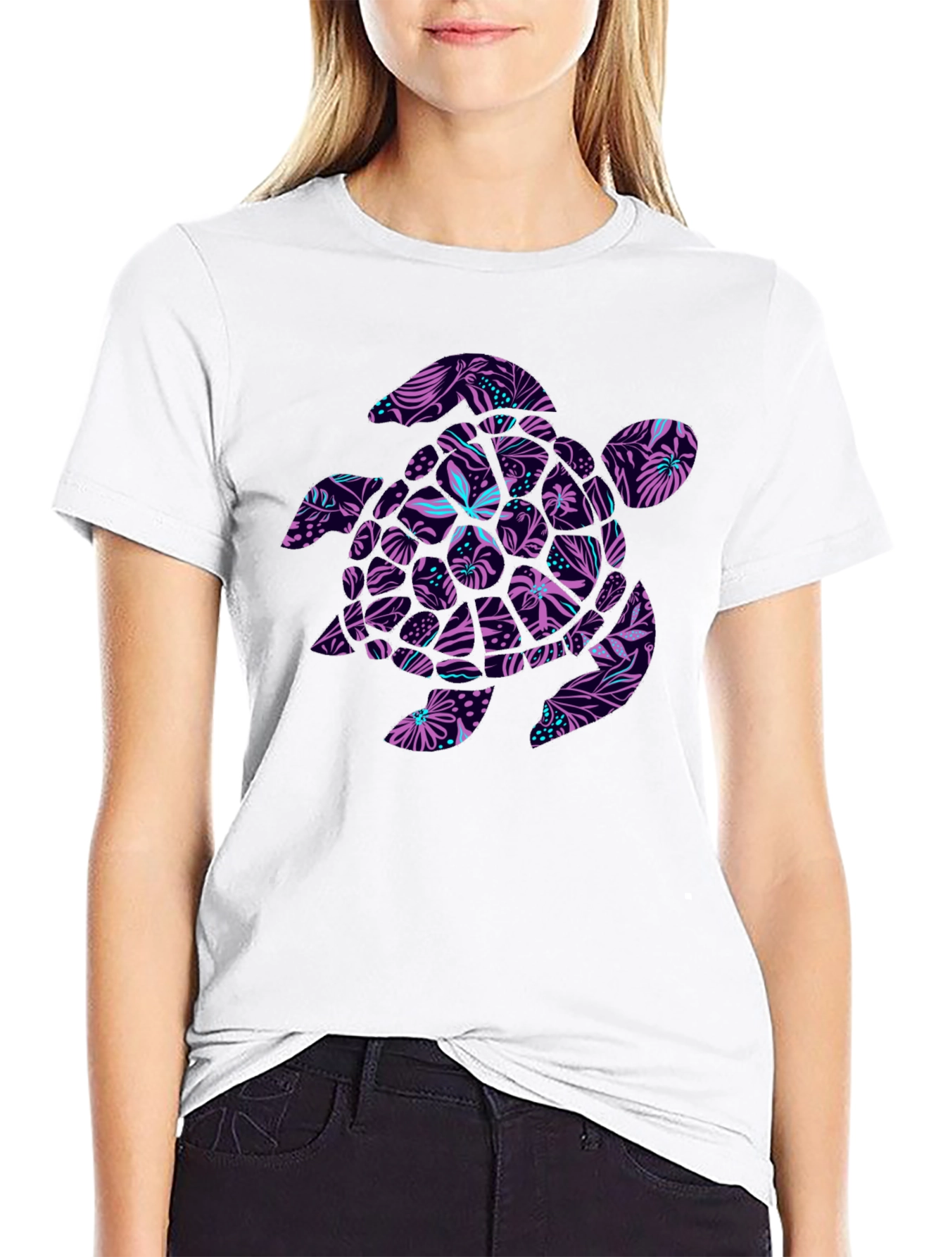 Tropical Turtle Black T-Shirt