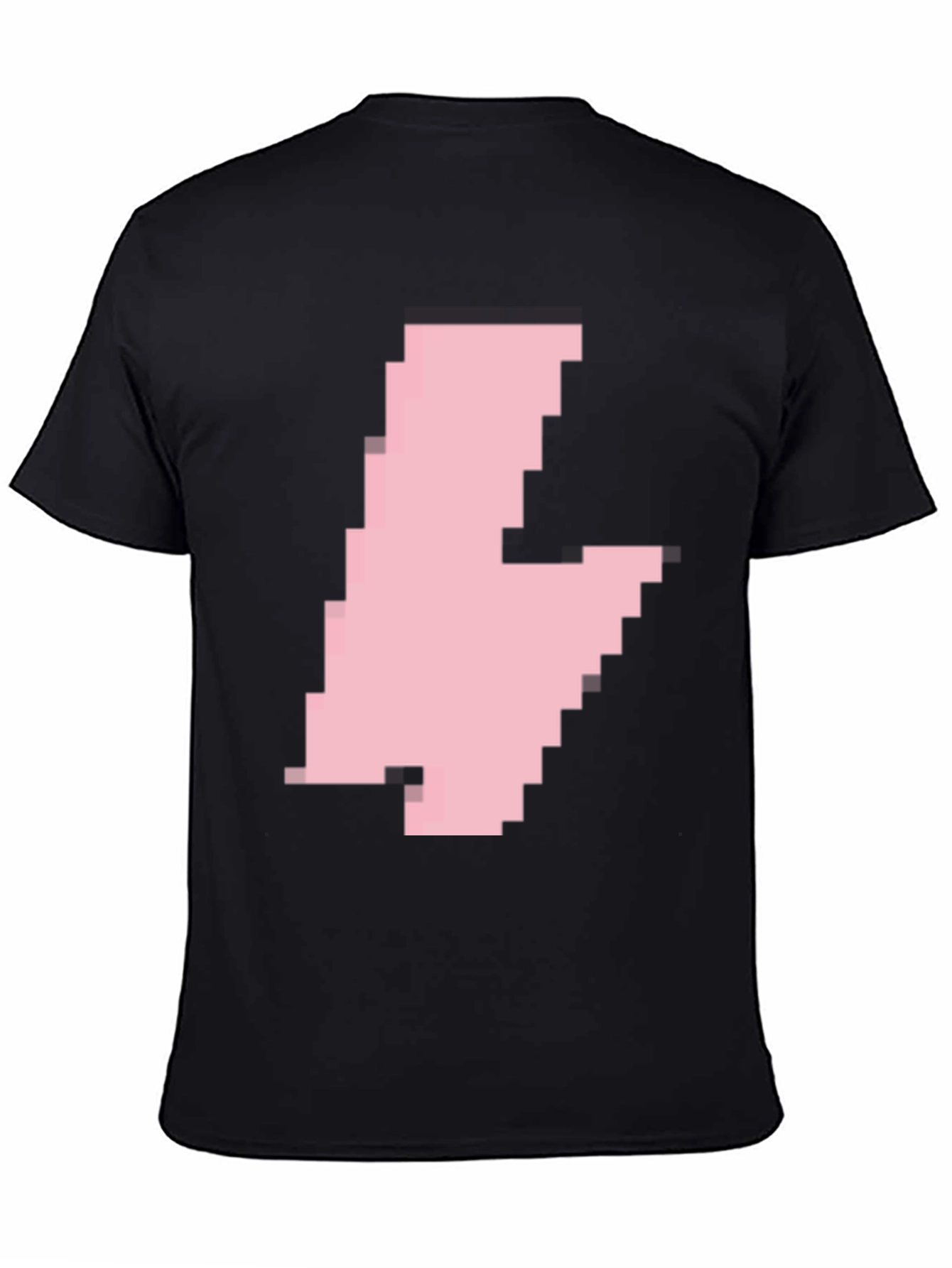 Pixelated Pink Blob Graphic Tee - Casual Black T-Shirt