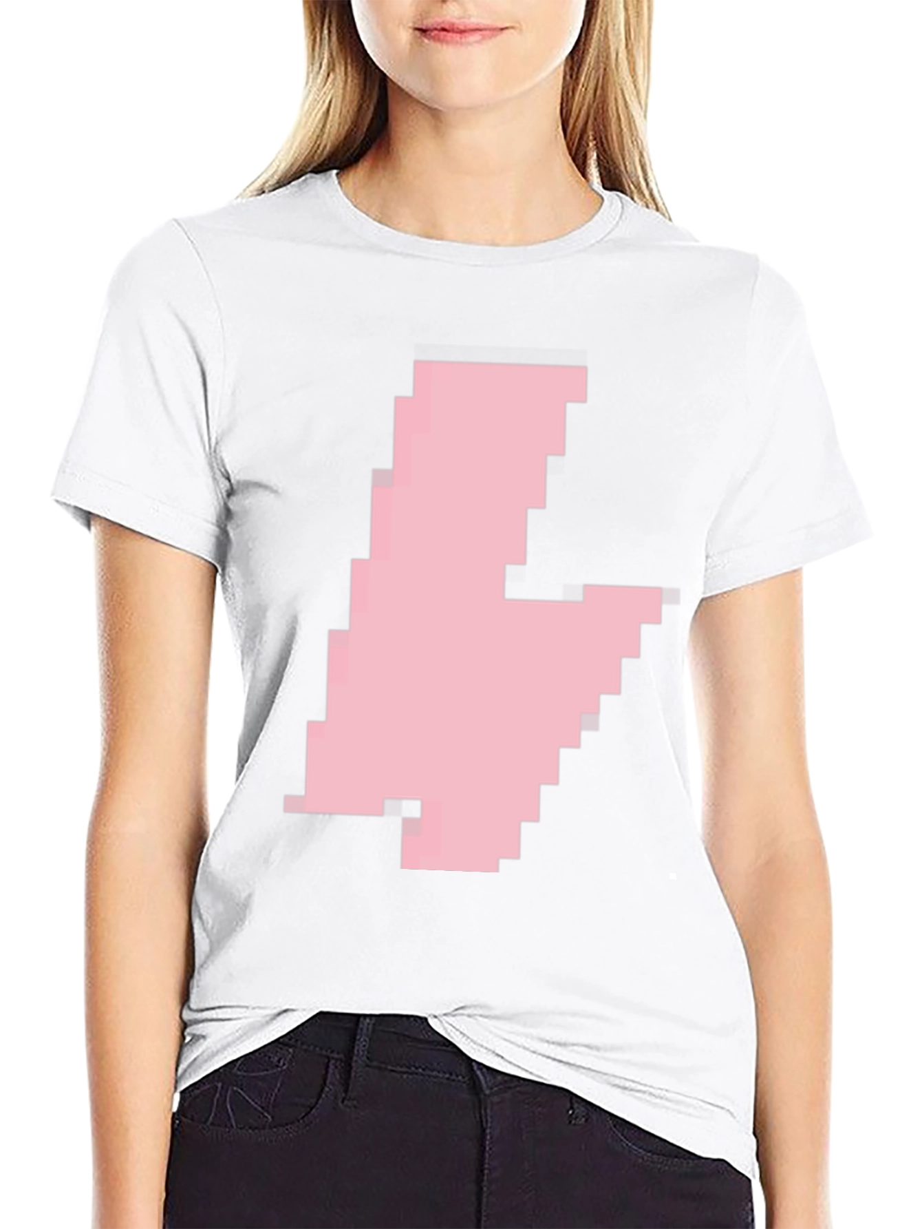 Pixelated Pink Blob Graphic Tee - Casual Black T-Shirt