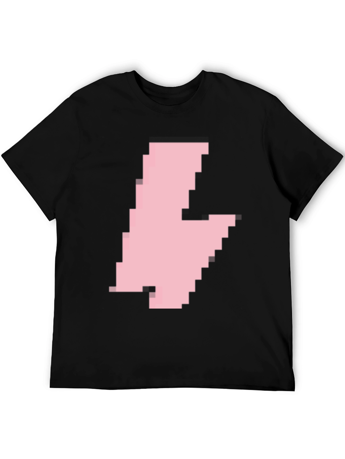 Pixelated Pink Blob Graphic Tee - Casual Black T-Shirt