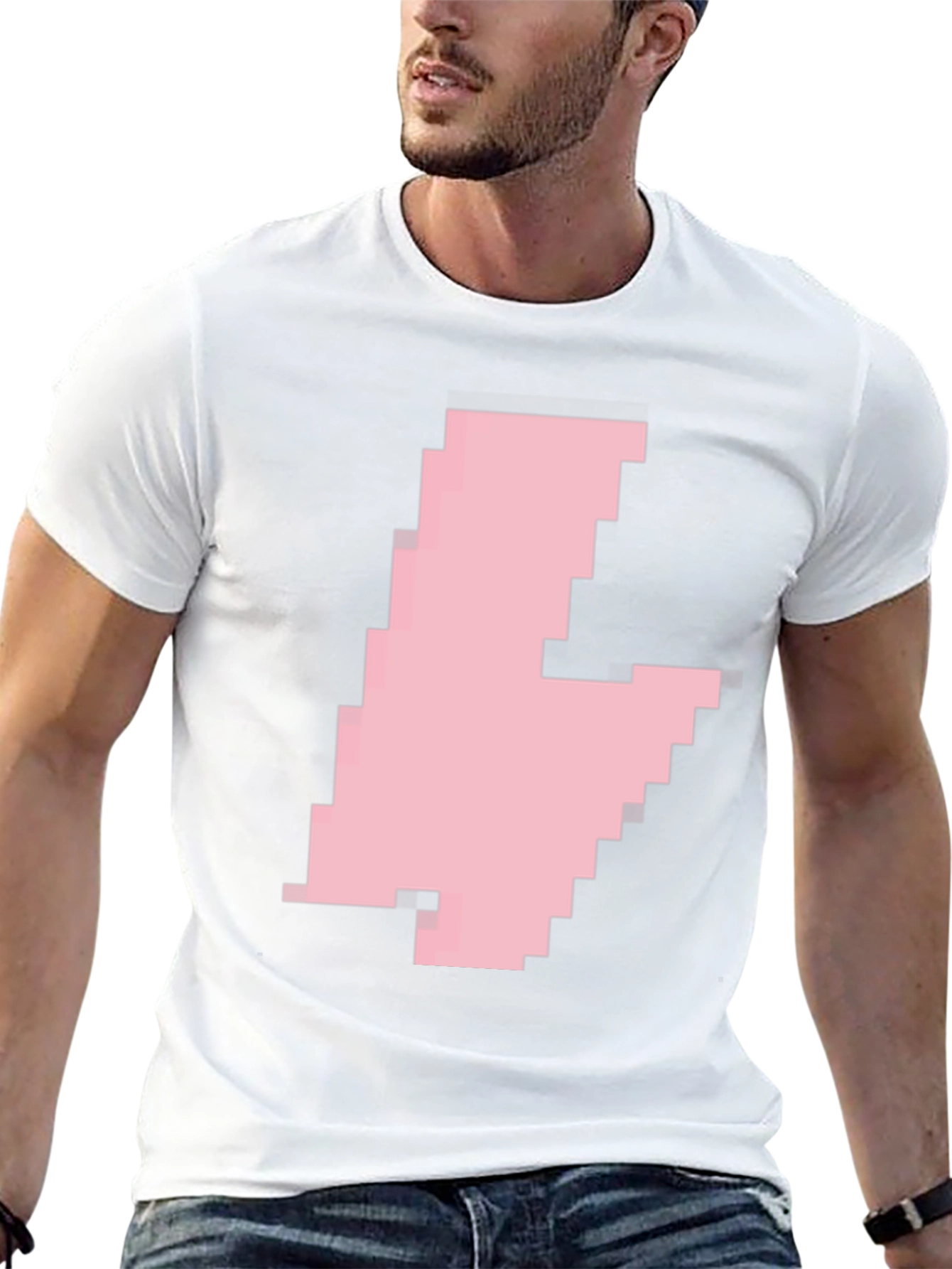 Pixelated Pink Blob Graphic Tee - Casual Black T-Shirt