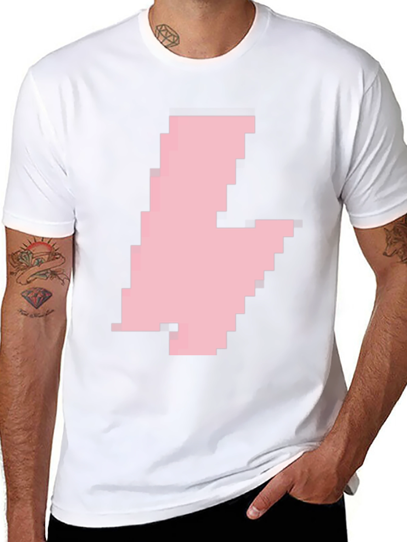 Pixelated Pink Blob Graphic Tee - Casual Black T-Shirt