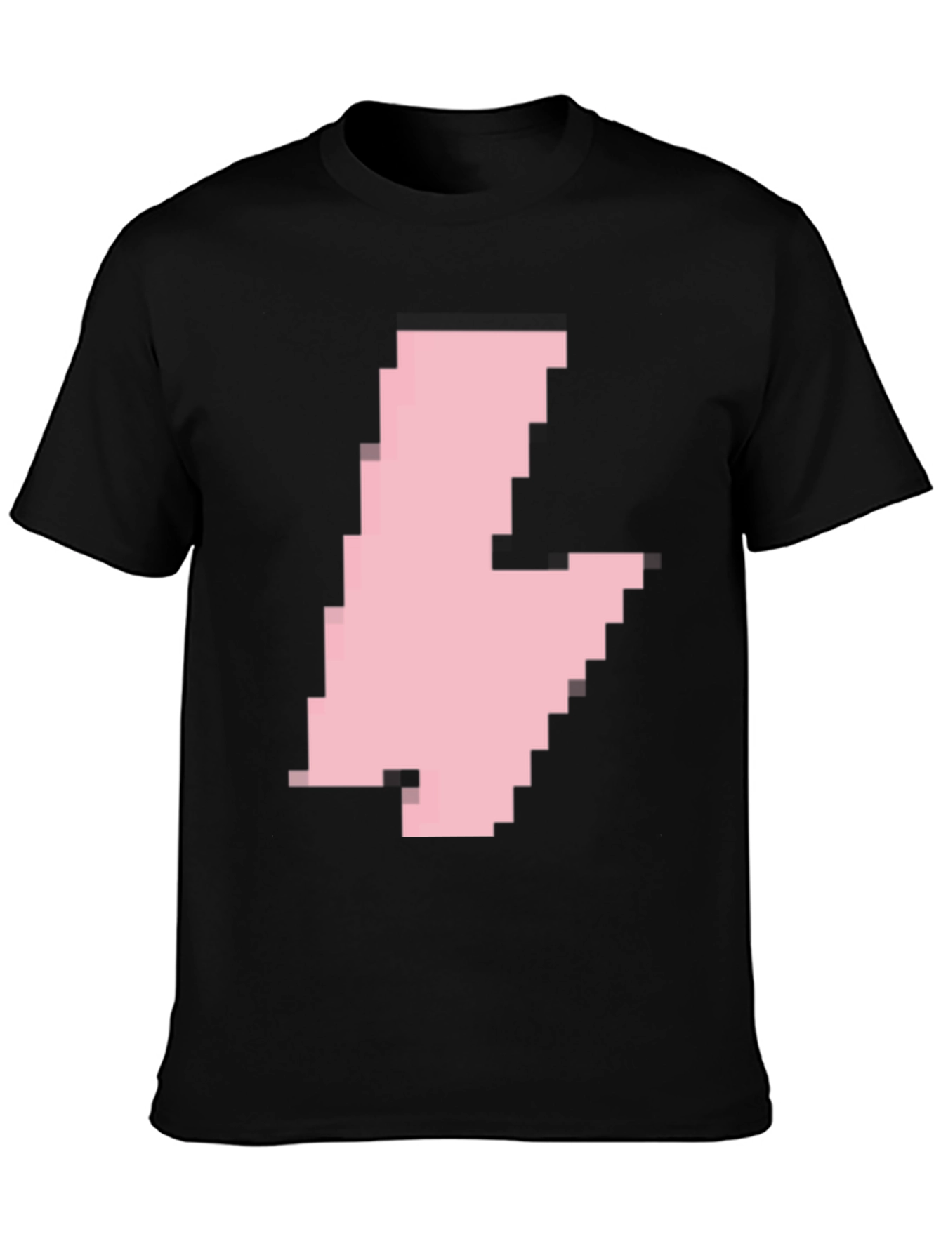 Pixelated Pink Blob Graphic Tee - Casual Black T-Shirt