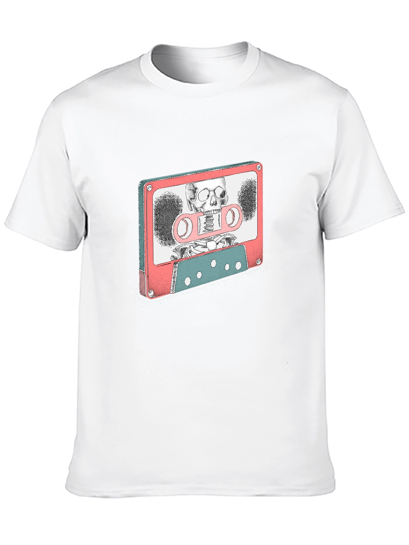 Retro Cassette Tape Skeleton Graphic T-Shirt
