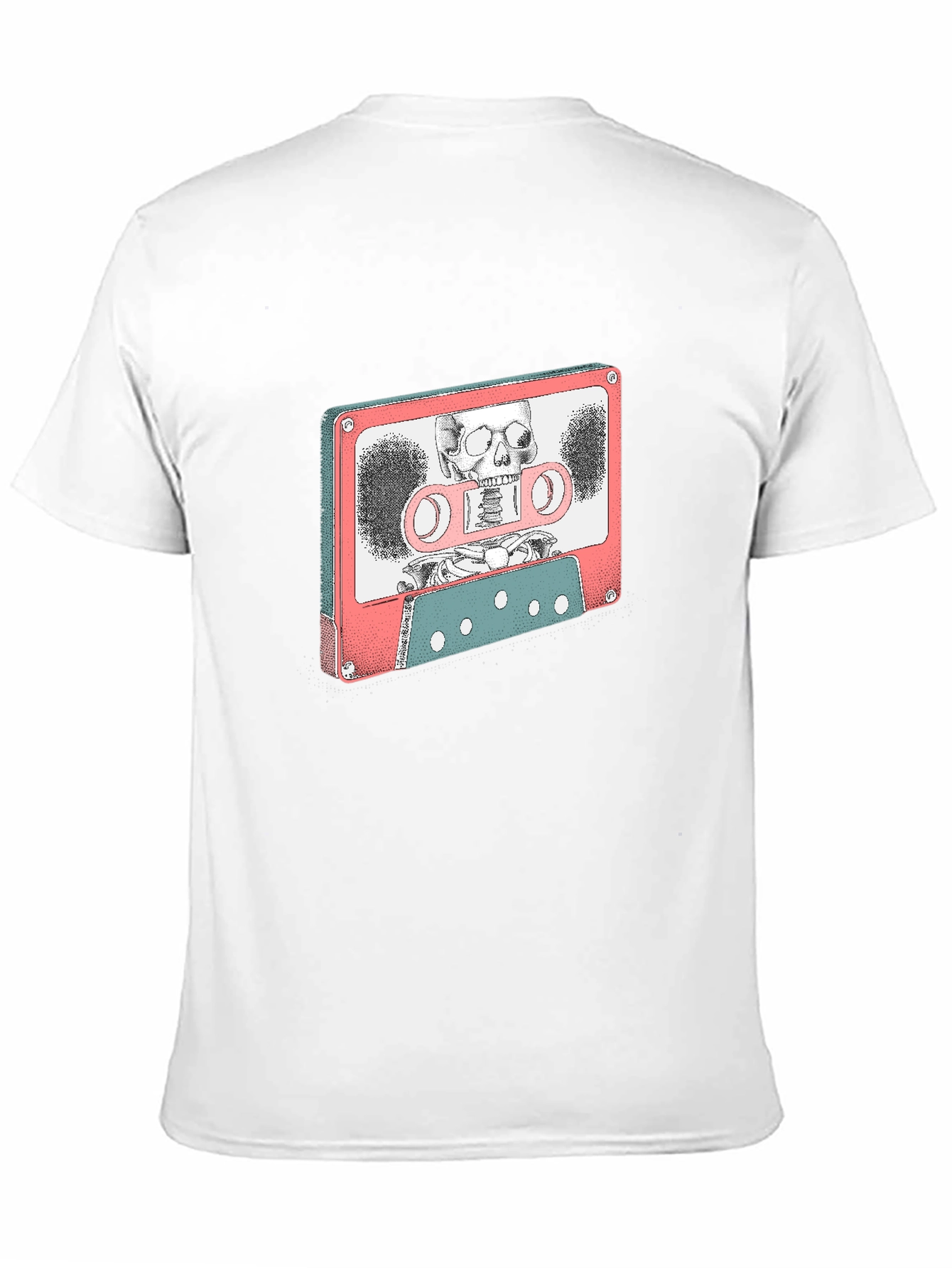 Retro Cassette Tape Skeleton Graphic T-Shirt