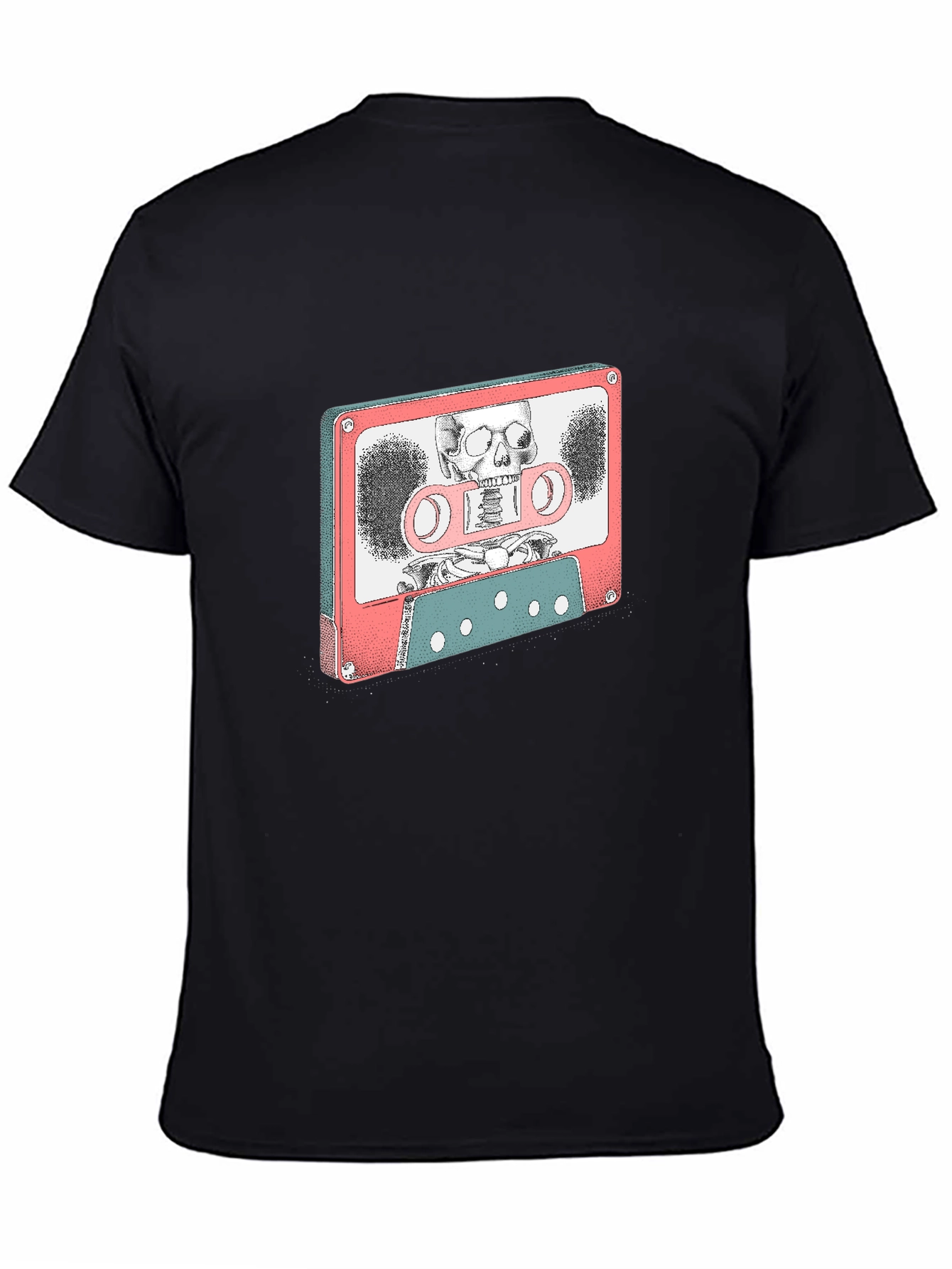 Retro Cassette Tape Skeleton Graphic T-Shirt