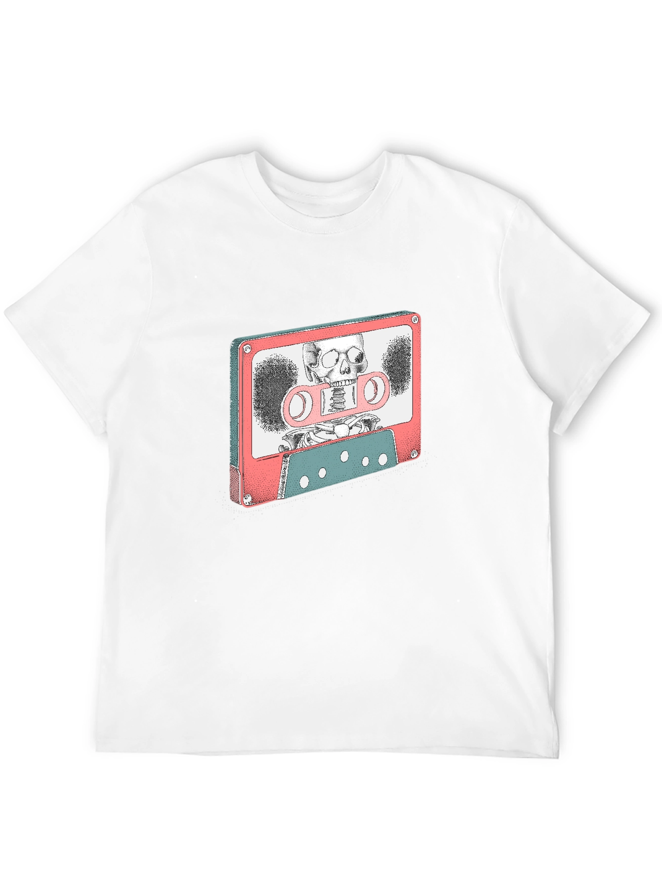 Retro Cassette Tape Skeleton Graphic T-Shirt