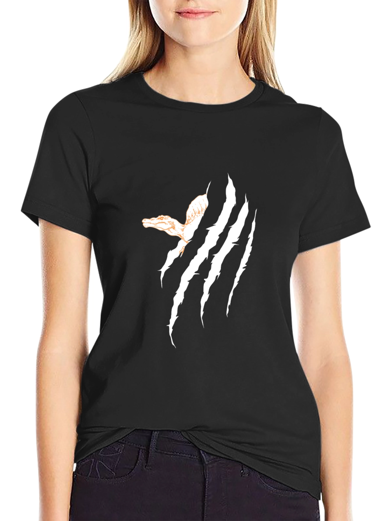 Claw Marks Dinosaur Graphic T-Shirt - Black