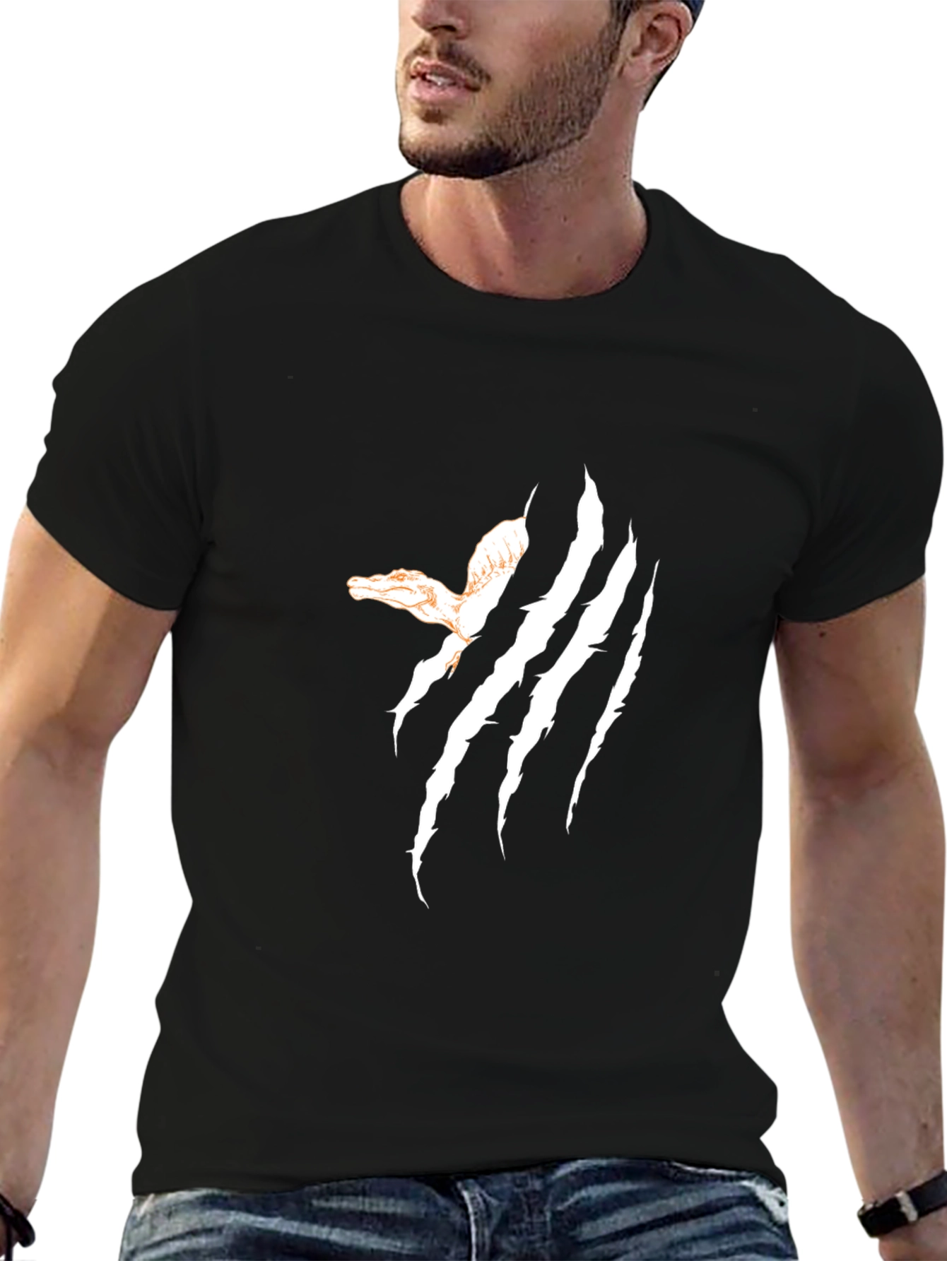 Claw Marks Dinosaur Graphic T-Shirt - Black