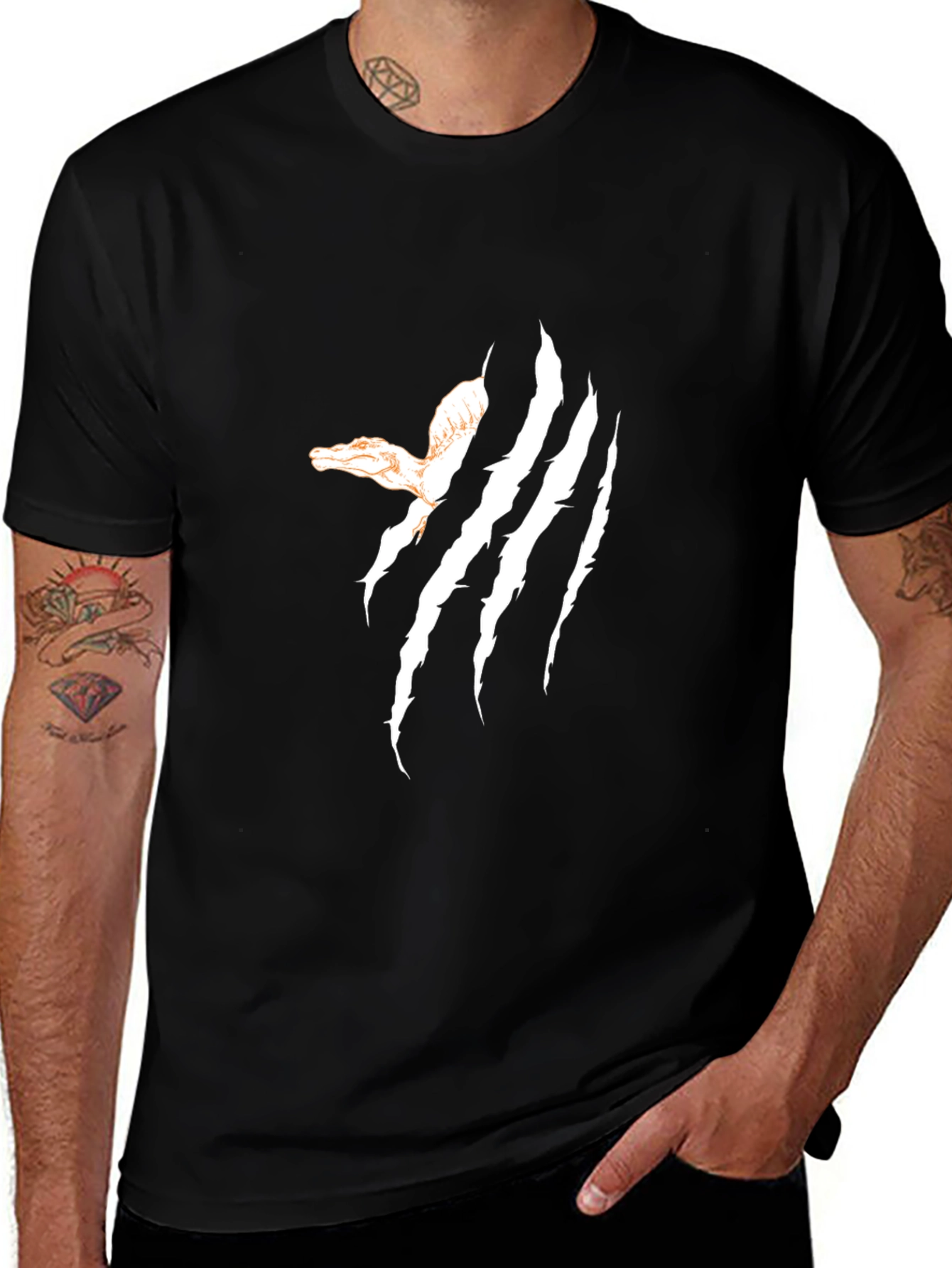 Claw Marks Dinosaur Graphic T-Shirt - Black