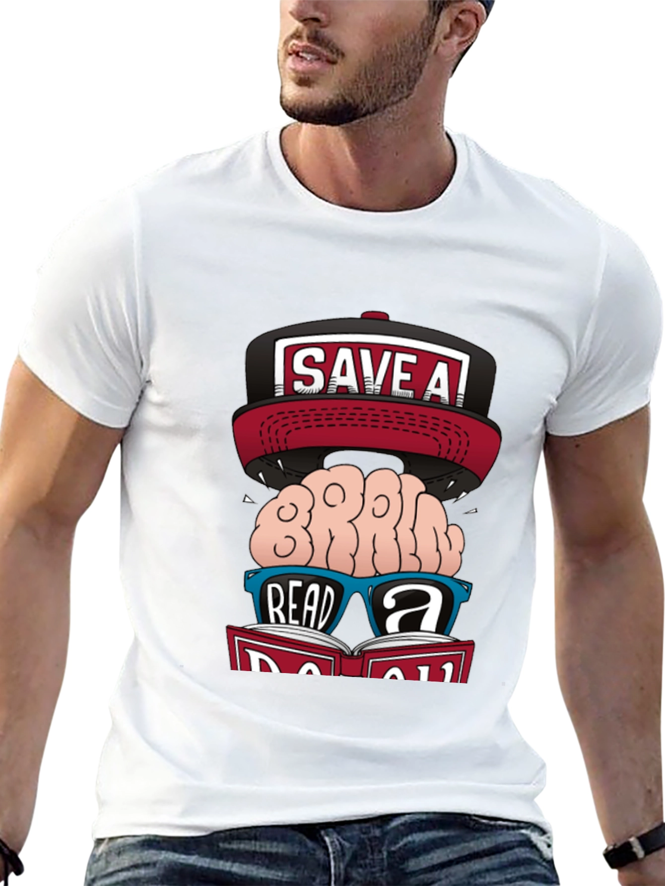 Save a Brain Read a Book Graphic Tee