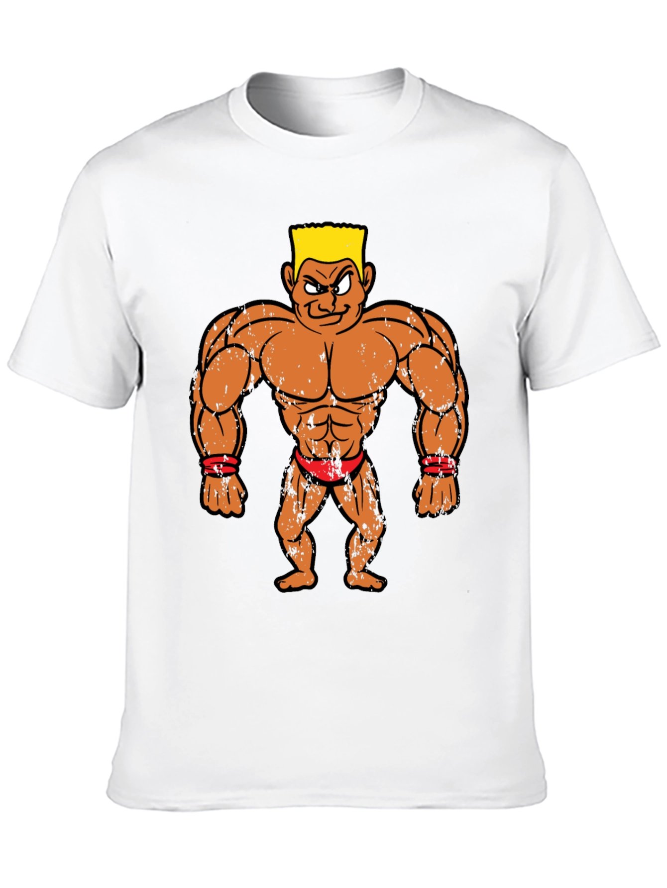Cartoon Bodybuilder Graphic Tee - Black