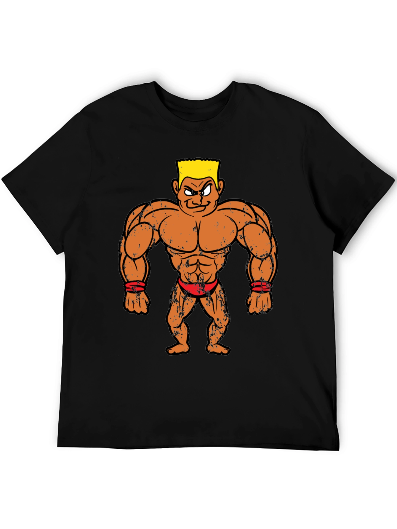 Cartoon Bodybuilder Graphic Tee - Black