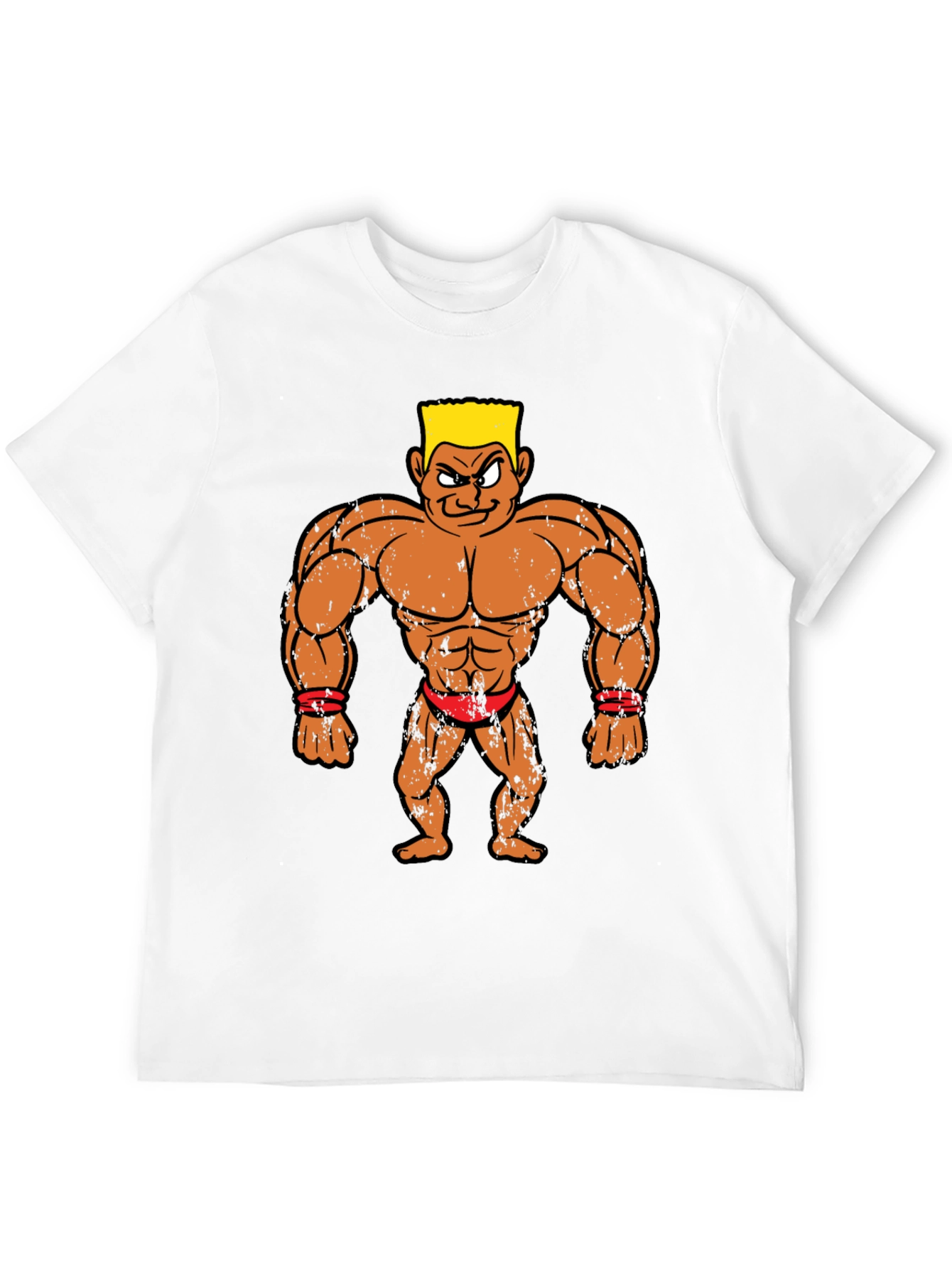 Cartoon Bodybuilder Graphic Tee - Black
