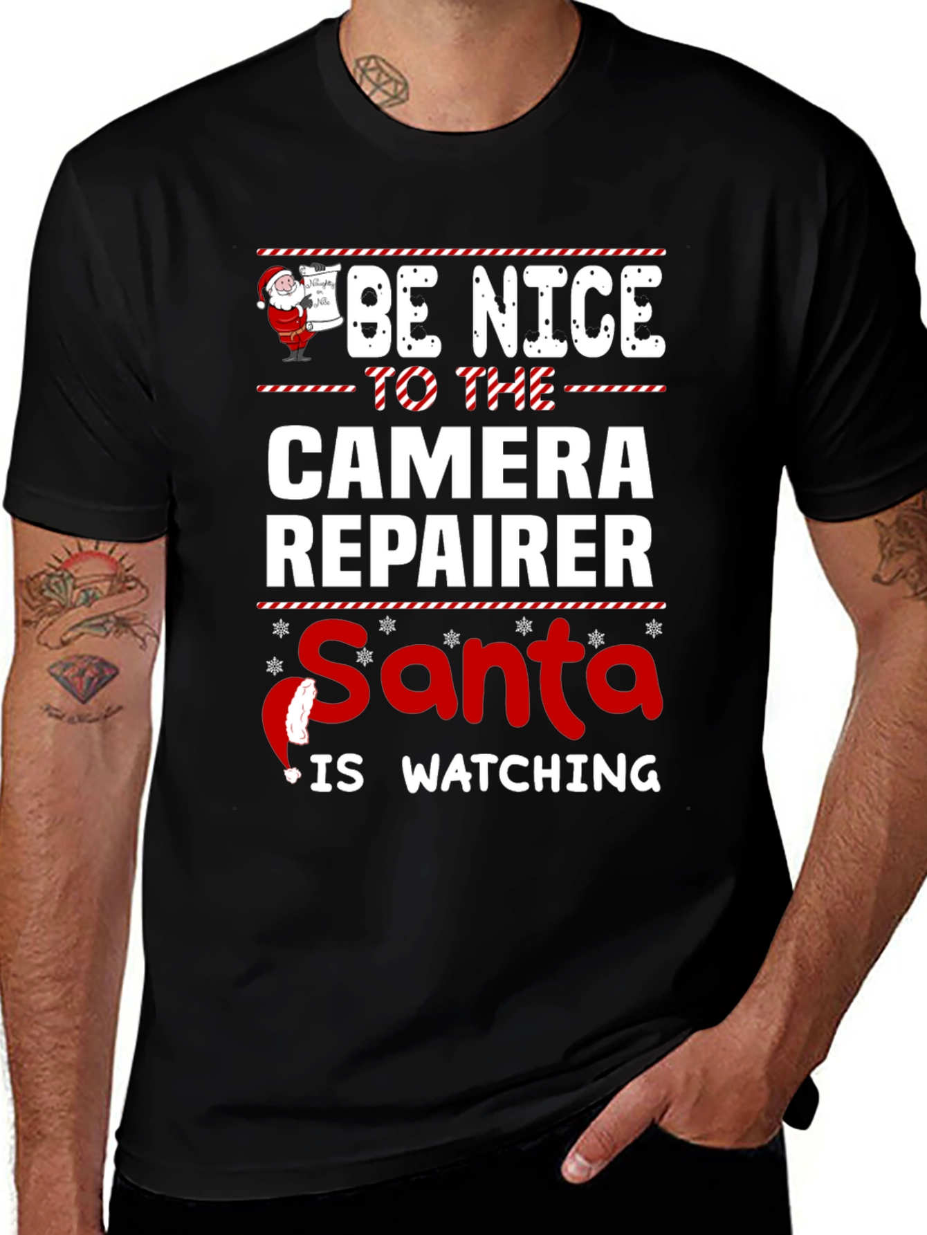 Camera Repairer Santa Watching T-Shirt