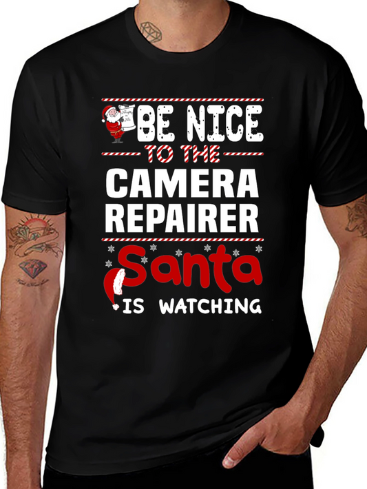Camera Repairer Santa Watching T-Shirt