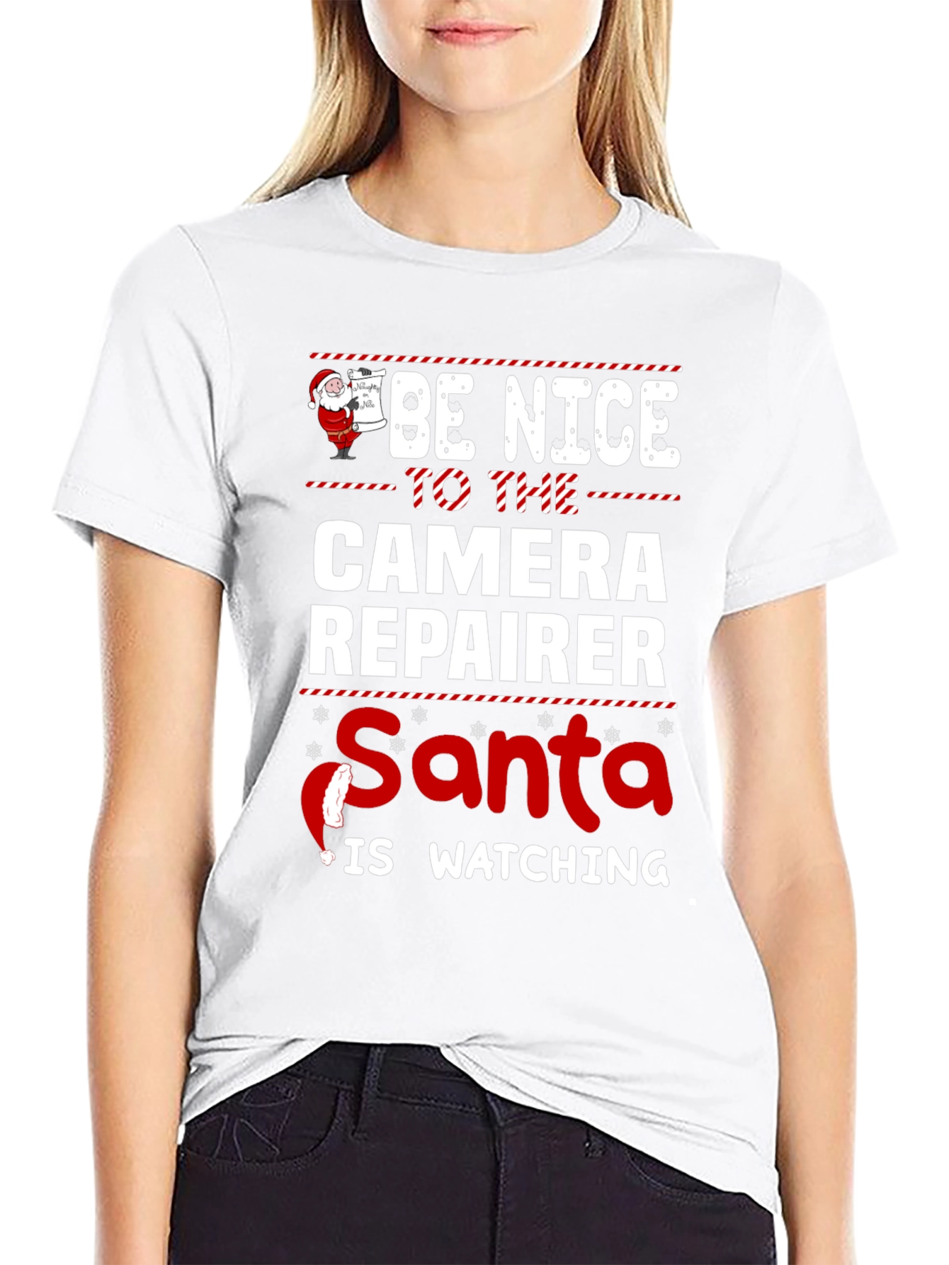 Camera Repairer Santa Watching T-Shirt