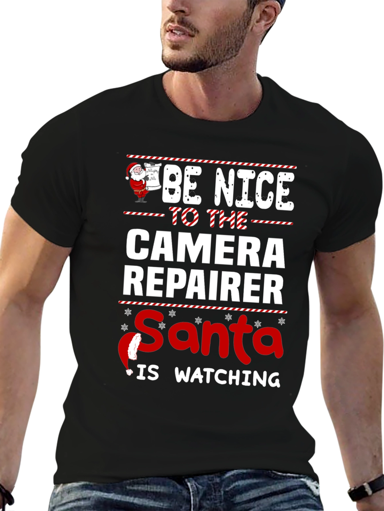 Camera Repairer Santa Watching T-Shirt