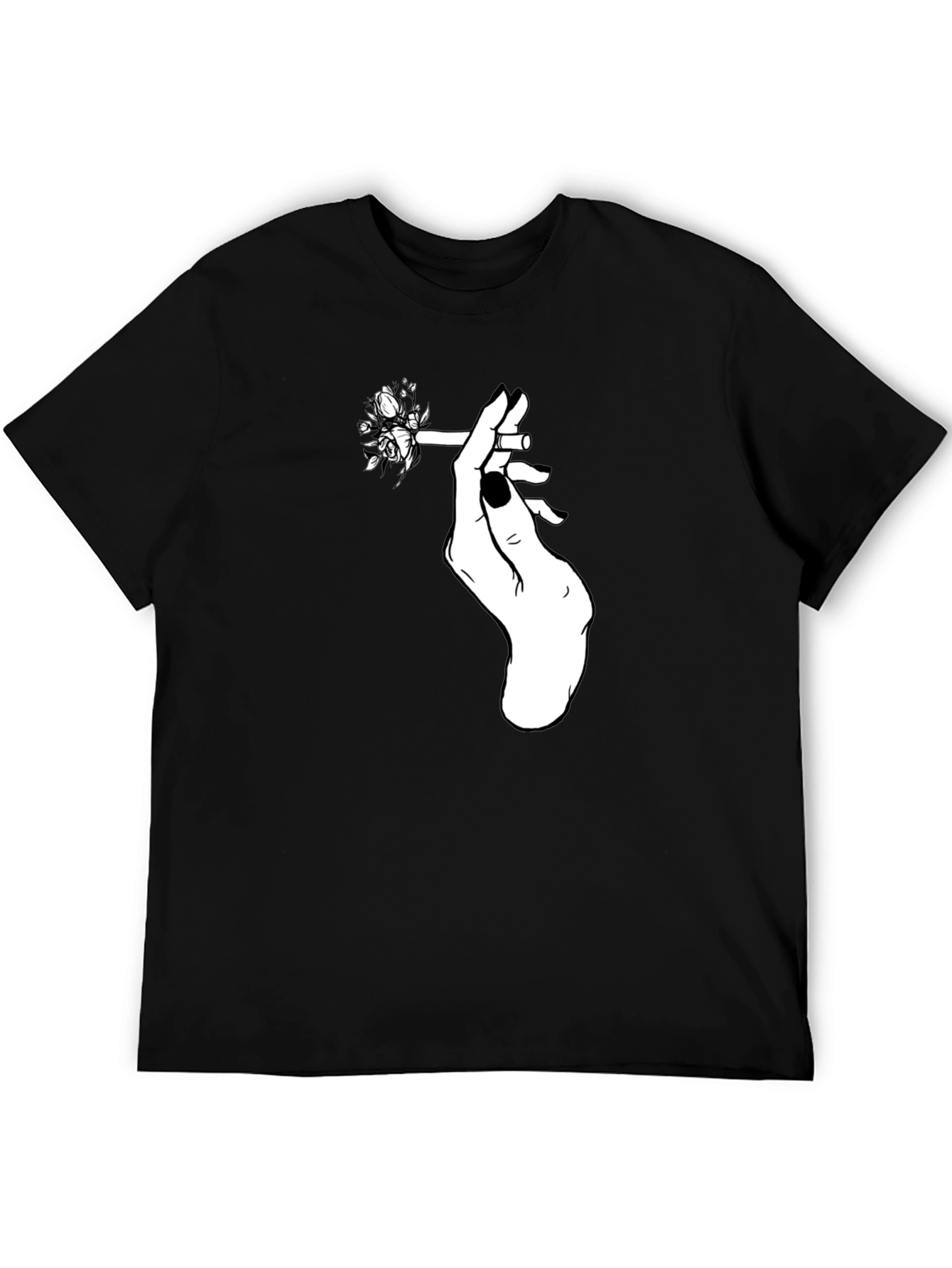 Floral Cigarette Graphic Tee - Black