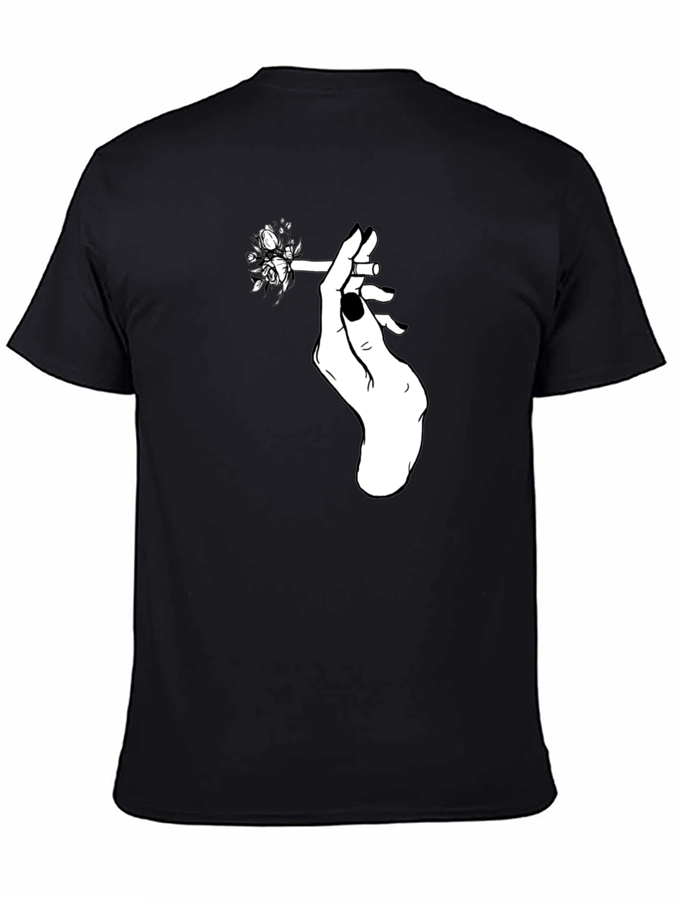 Floral Cigarette Graphic Tee - Black