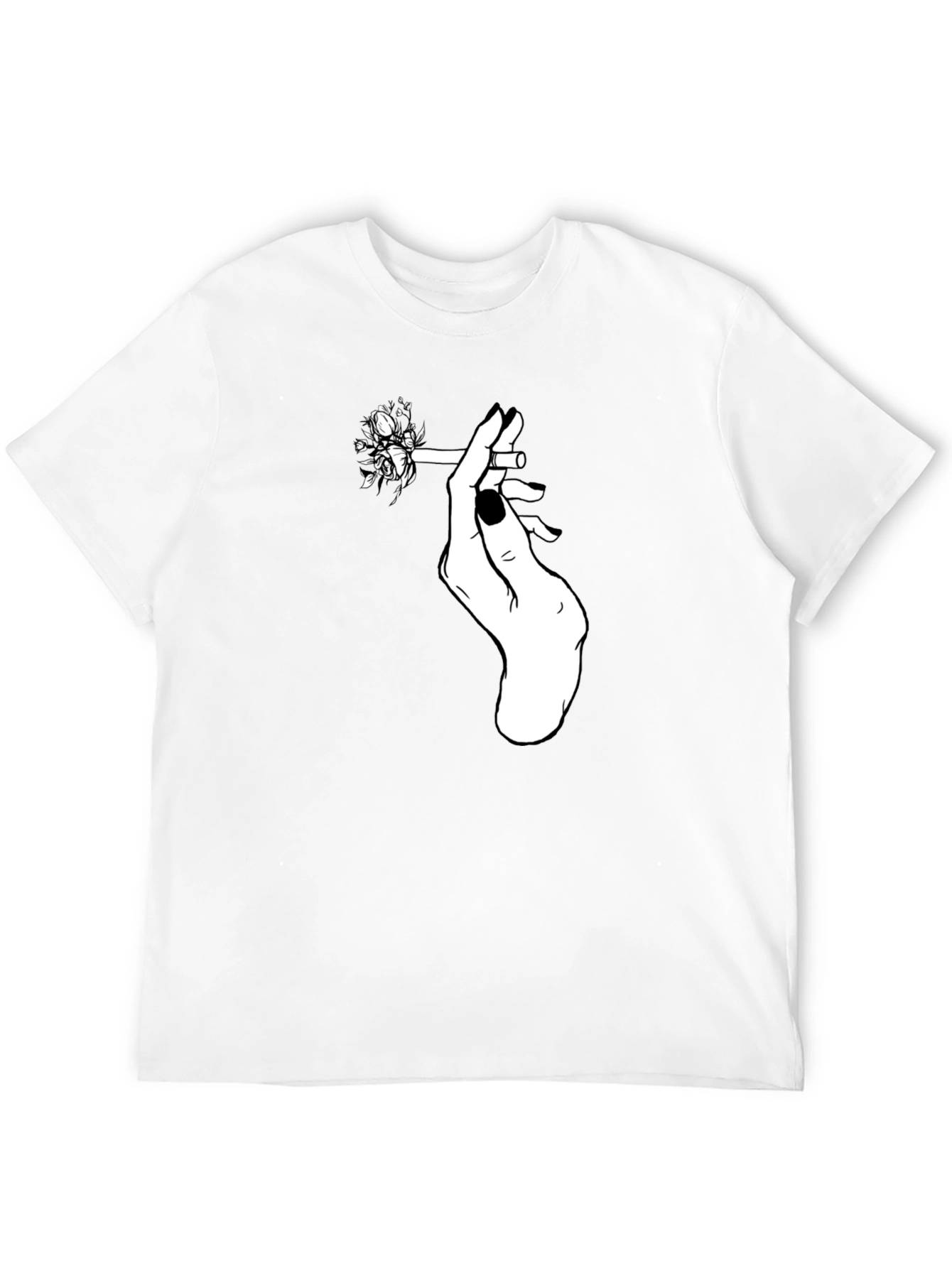 Floral Cigarette Graphic Tee - Black