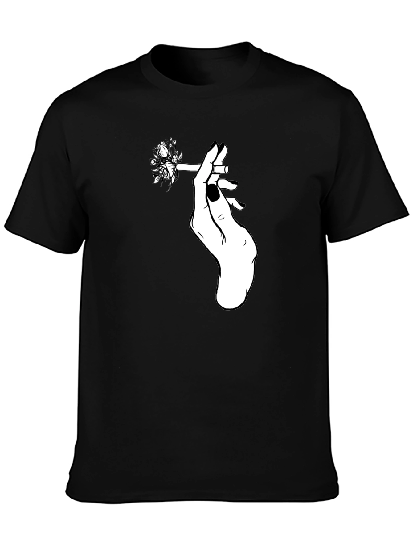 Floral Cigarette Graphic Tee - Black