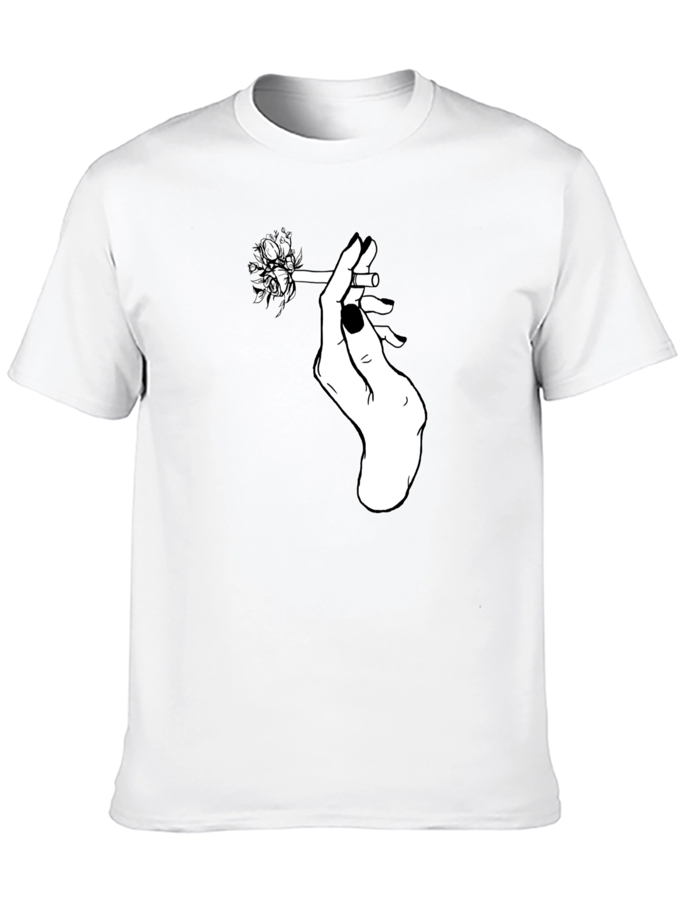 Floral Cigarette Graphic Tee - Black