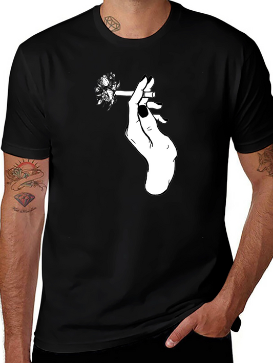 Floral Cigarette Graphic Tee - Black