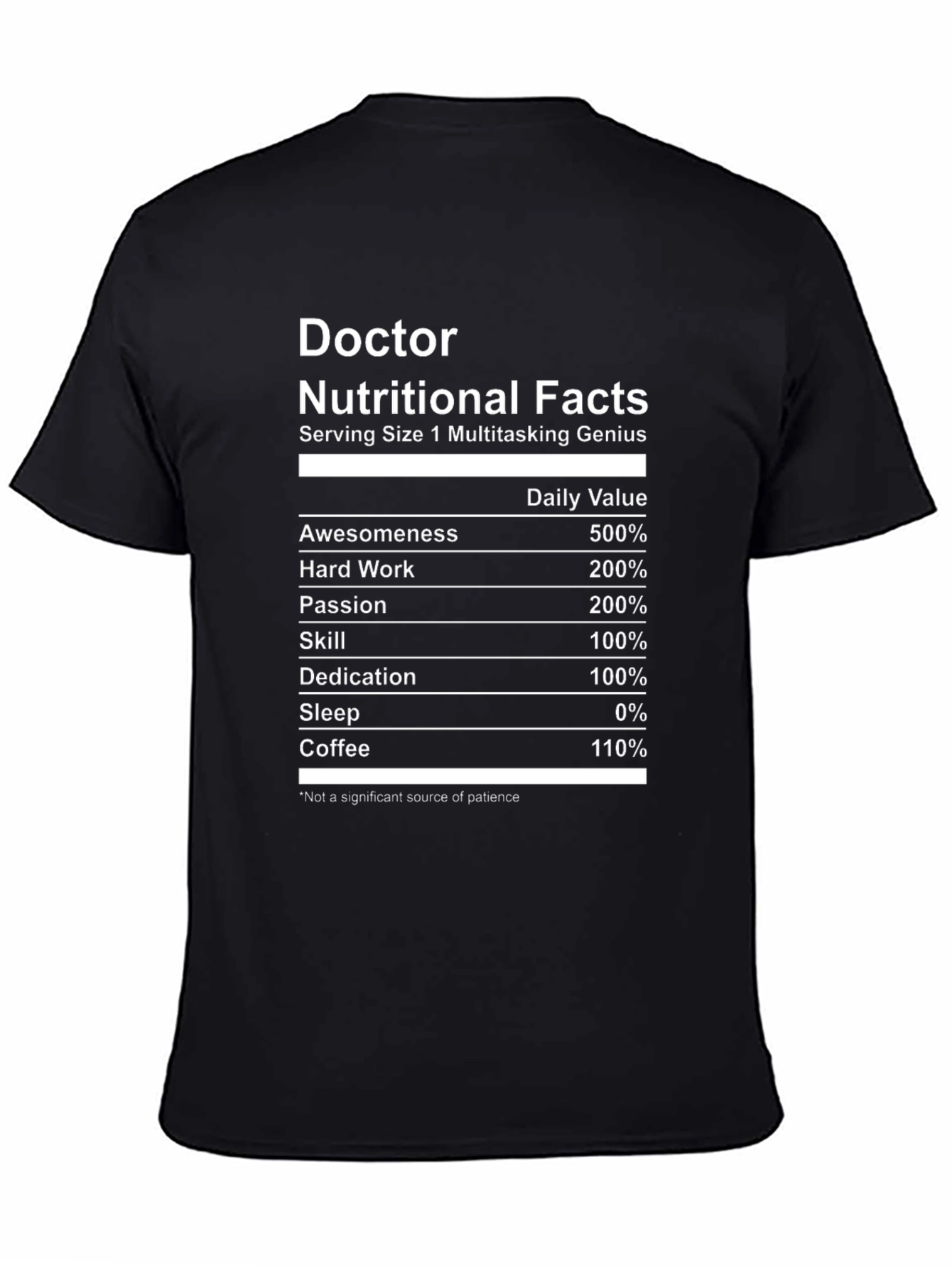 Doctor Nutritional Facts Black T-Shirt