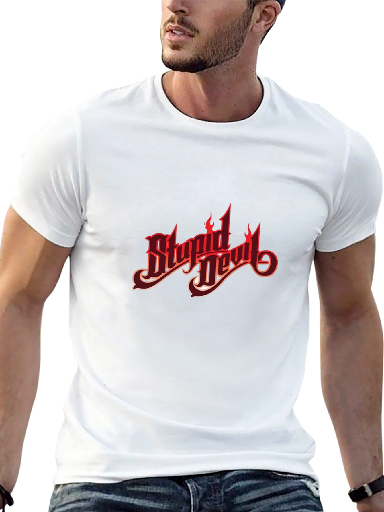 Stupid Devil Graphic Print Black T-Shirt