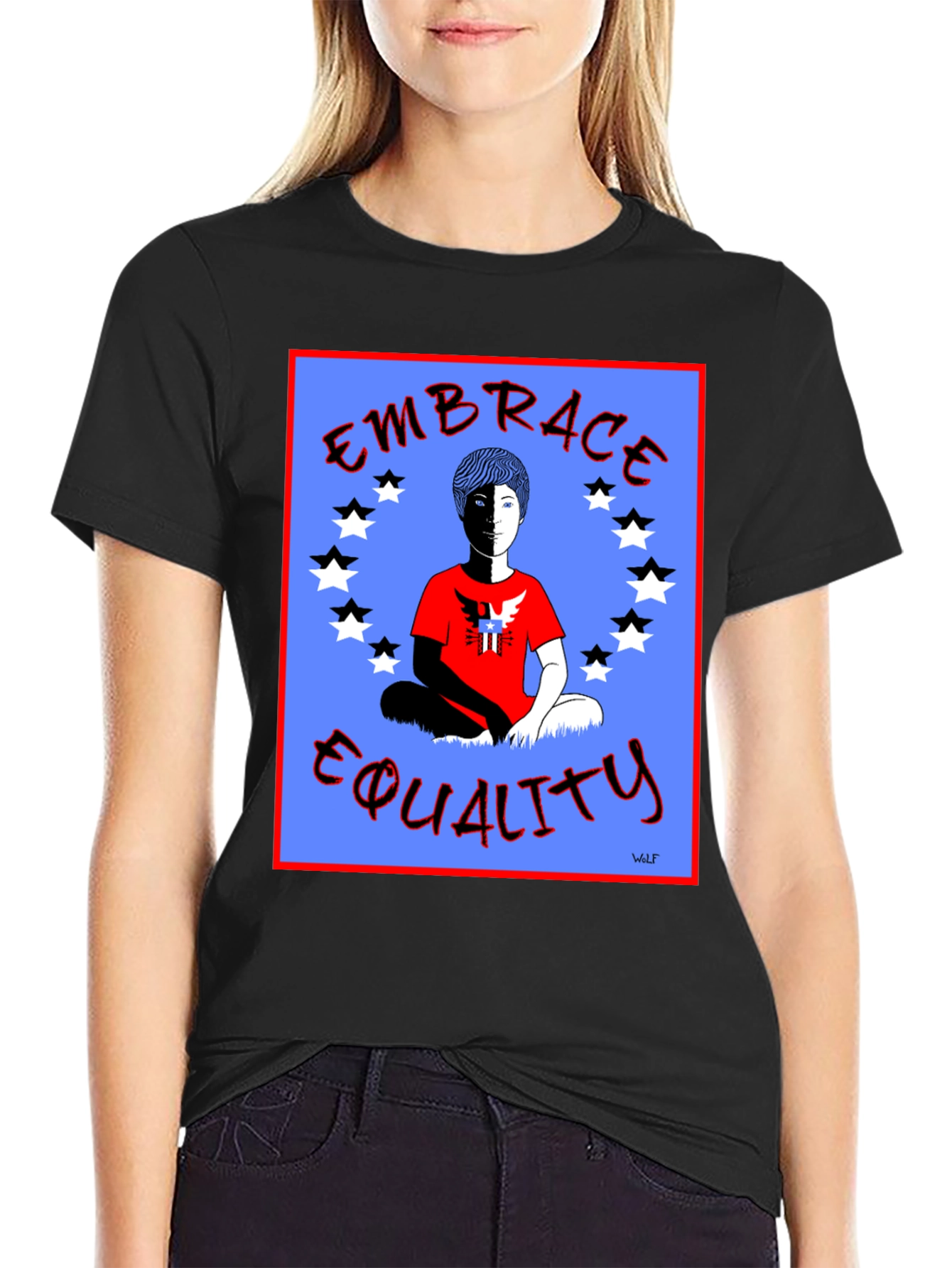 Embrace Equality Graphic Print Black T-Shirt
