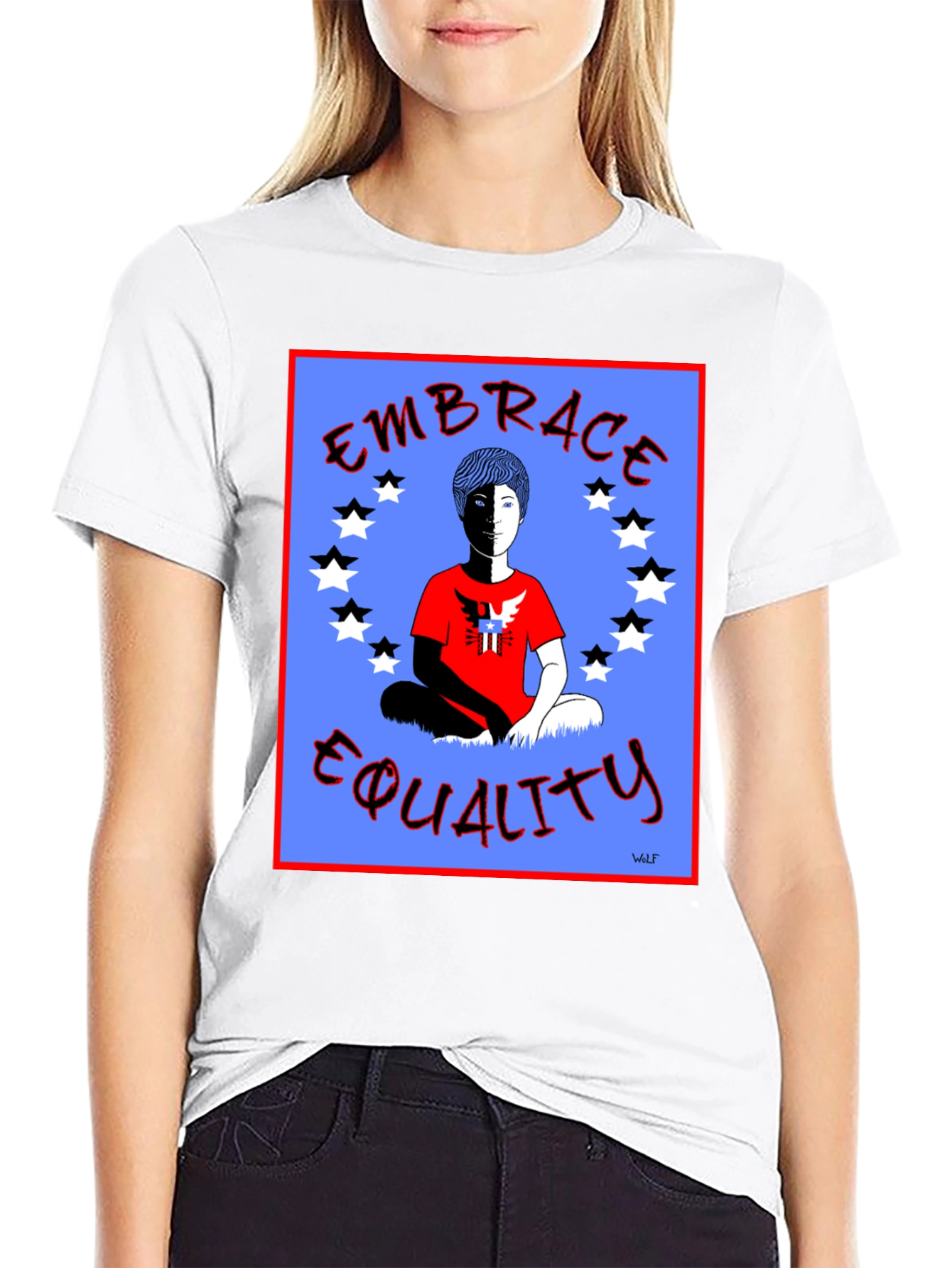 Embrace Equality Graphic Print Black T-Shirt