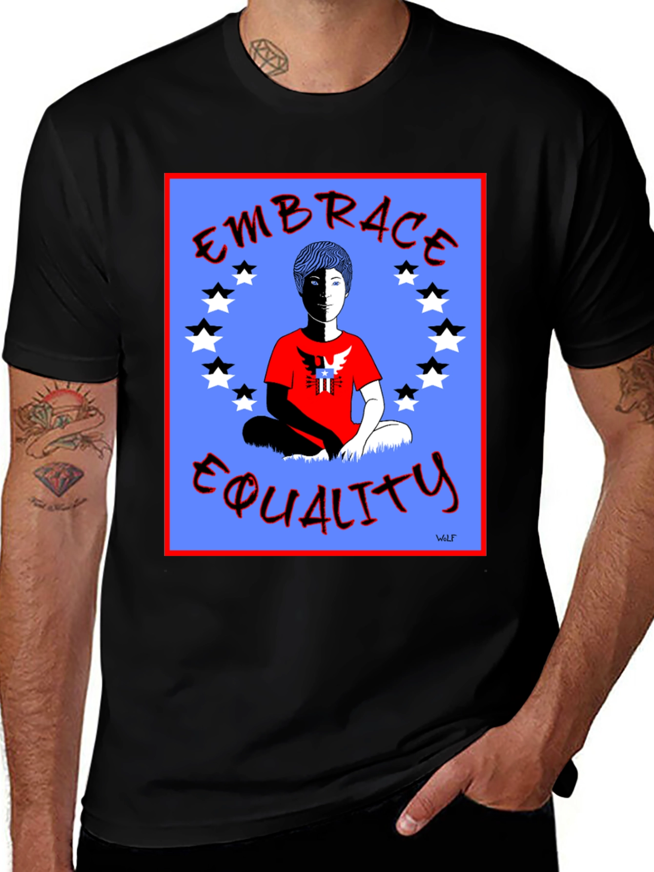 Embrace Equality Graphic Print Black T-Shirt