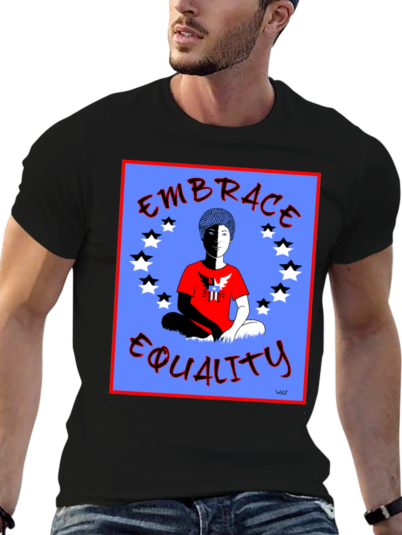 Embrace Equality Graphic Print Black T-Shirt