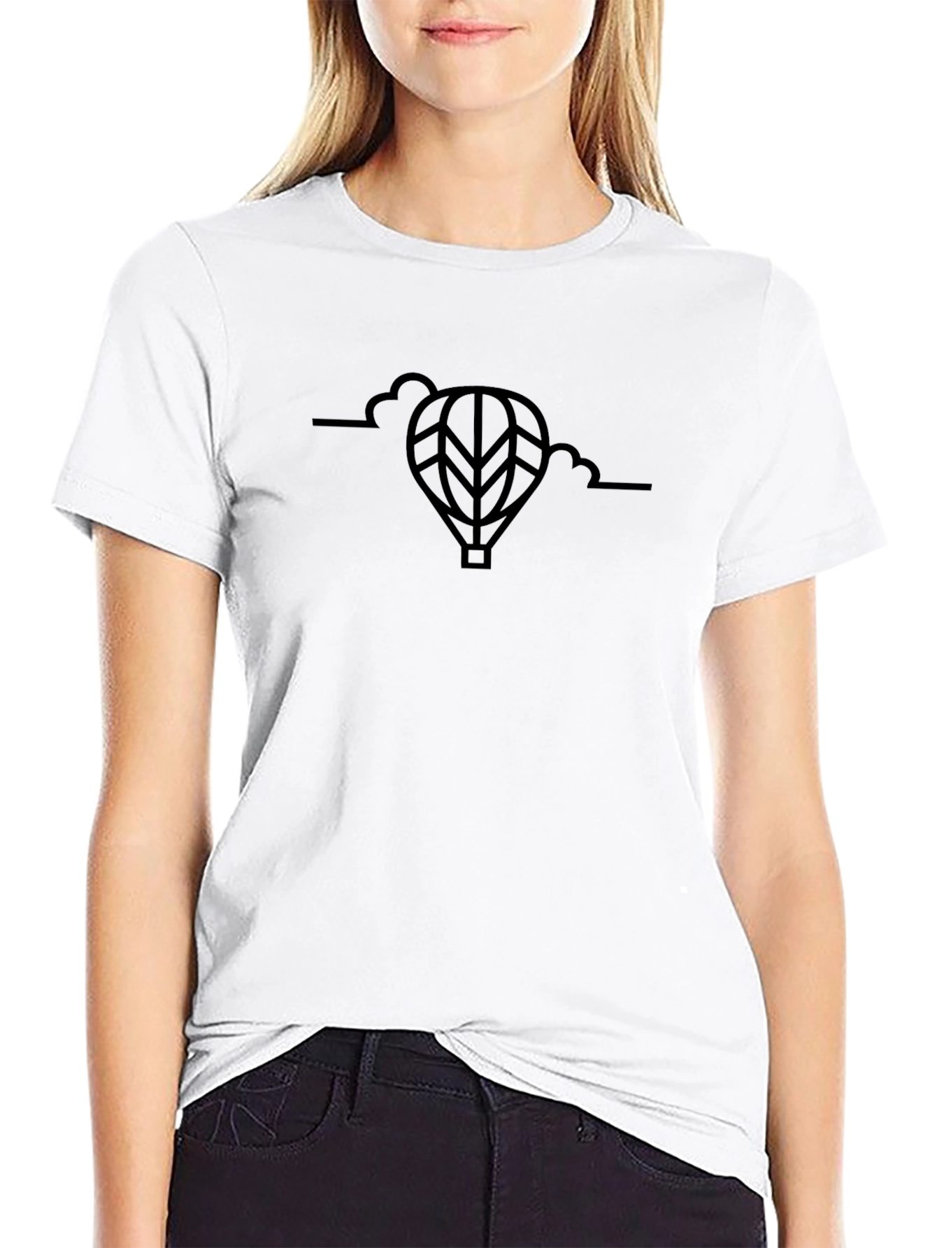 Mens Black Hot Air Balloon Graphic Tee