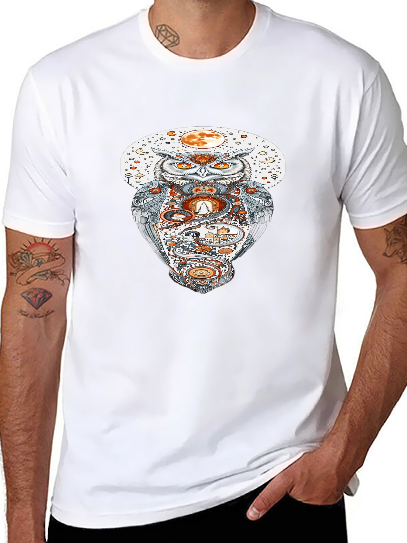 Owl Moon Graphic Tee - Halloween Inspired T-Shirt