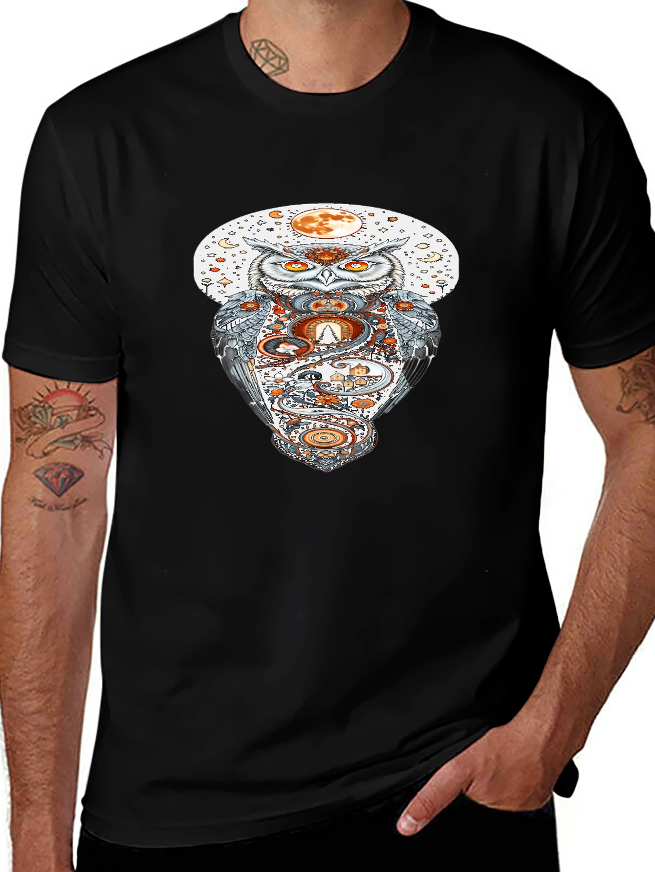 Owl Moon Graphic Tee - Halloween Inspired T-Shirt