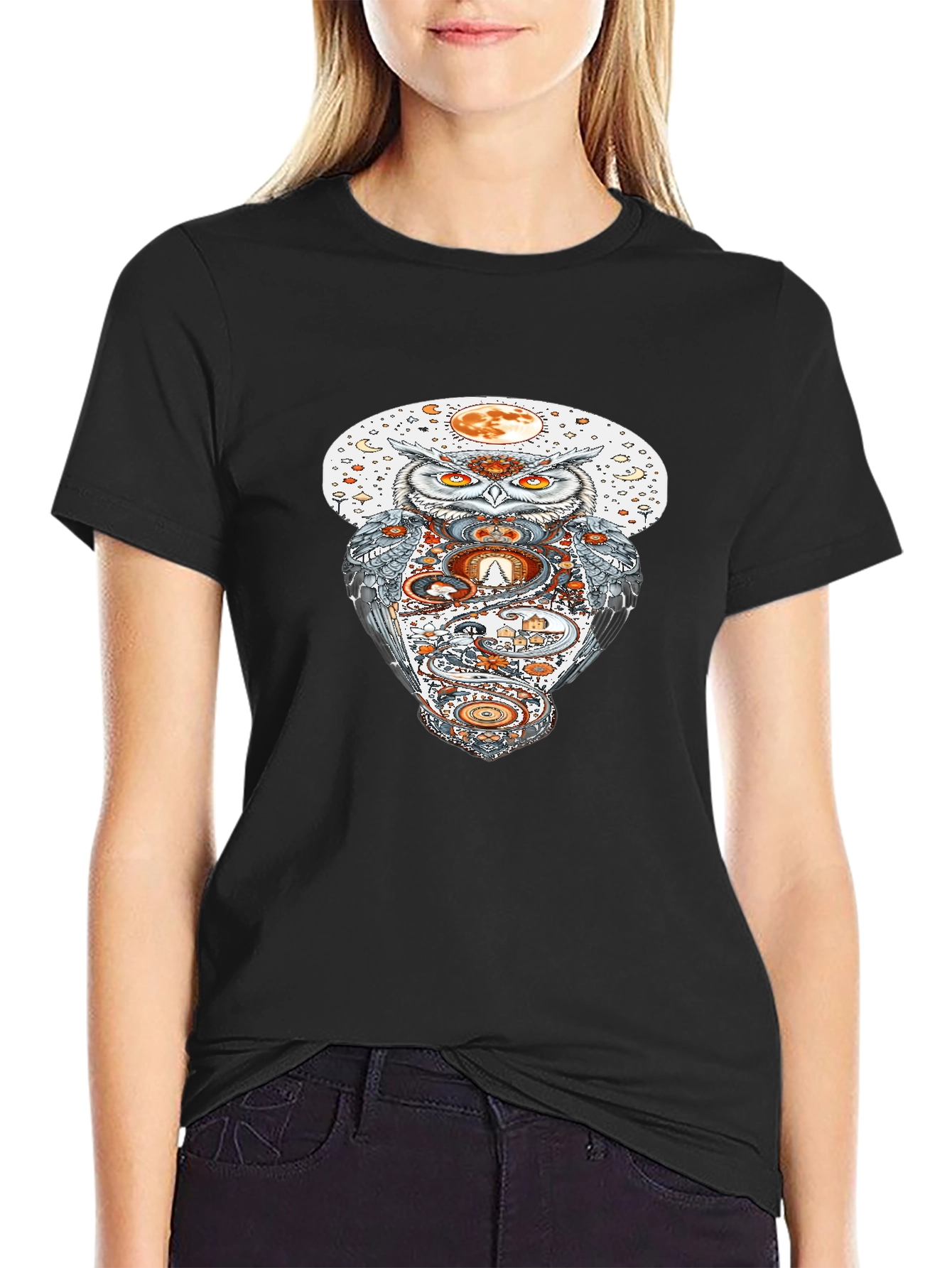 Owl Moon Graphic Tee - Halloween Inspired T-Shirt