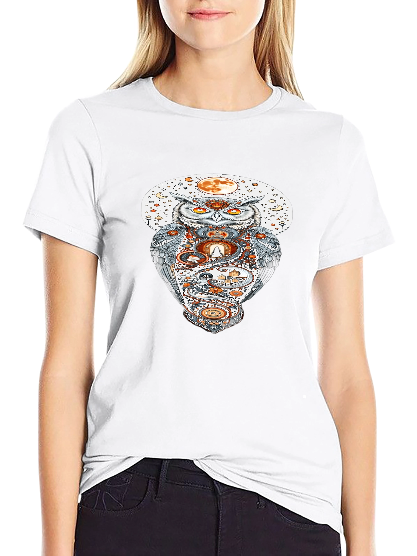 Owl Moon Graphic Tee - Halloween Inspired T-Shirt