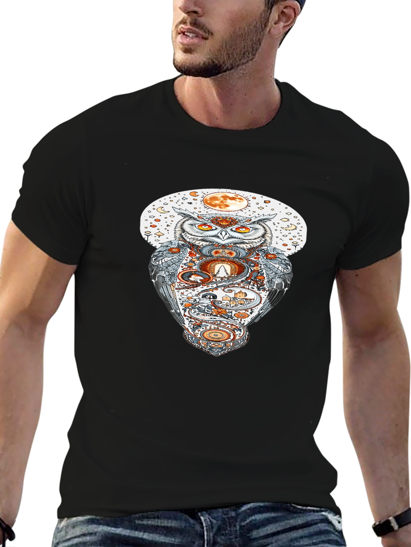 Owl Moon Graphic Tee - Halloween Inspired T-Shirt