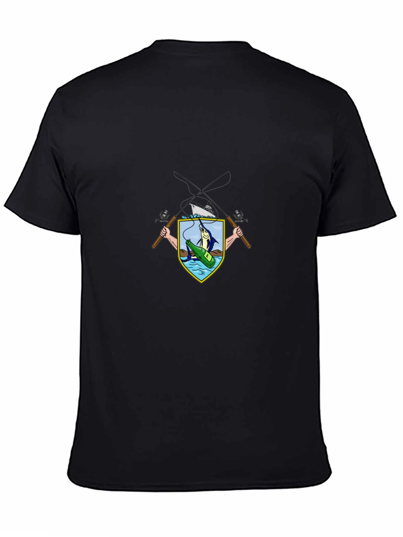 Fishing Crest Graphic Tee - Black