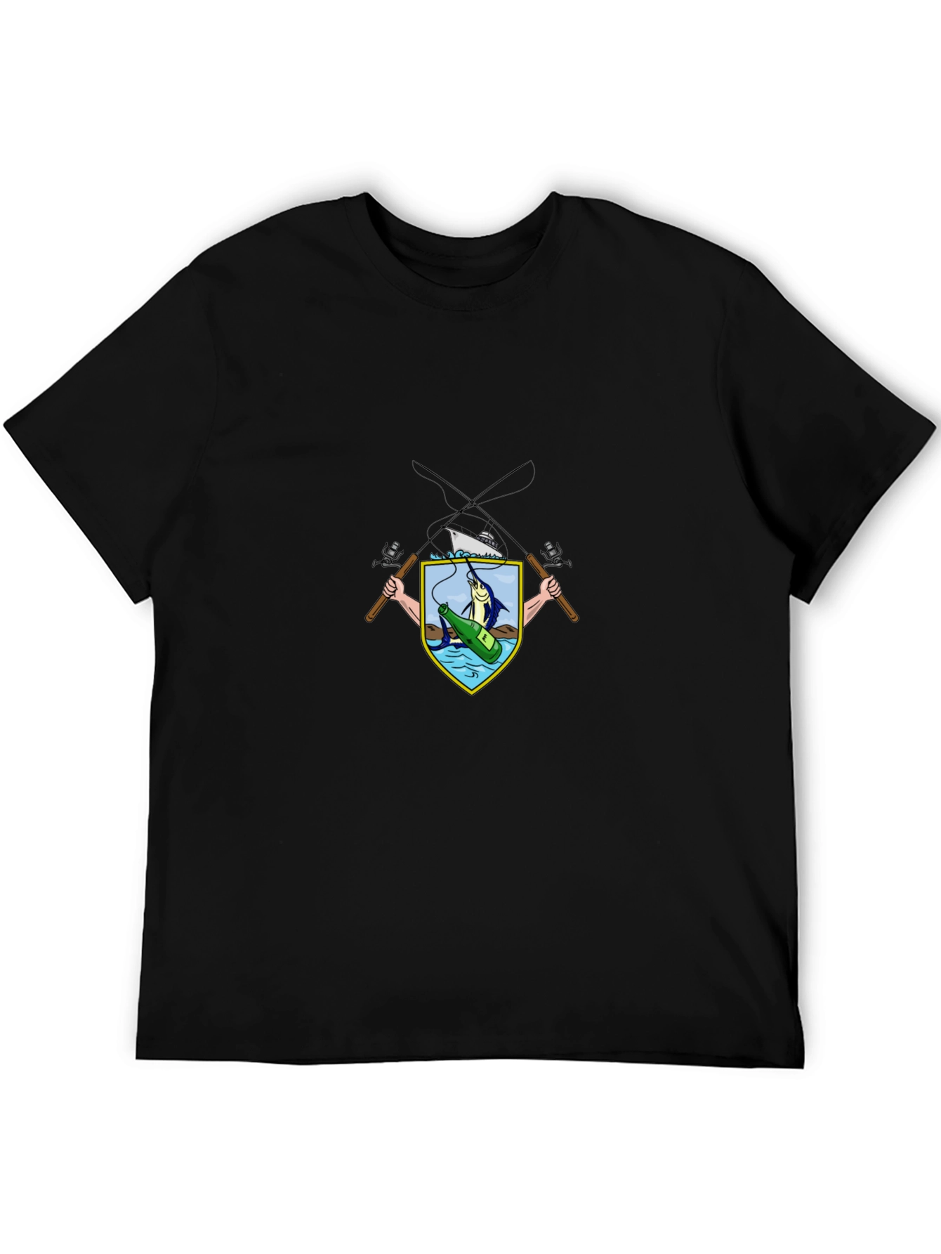 Fishing Crest Graphic Tee - Black